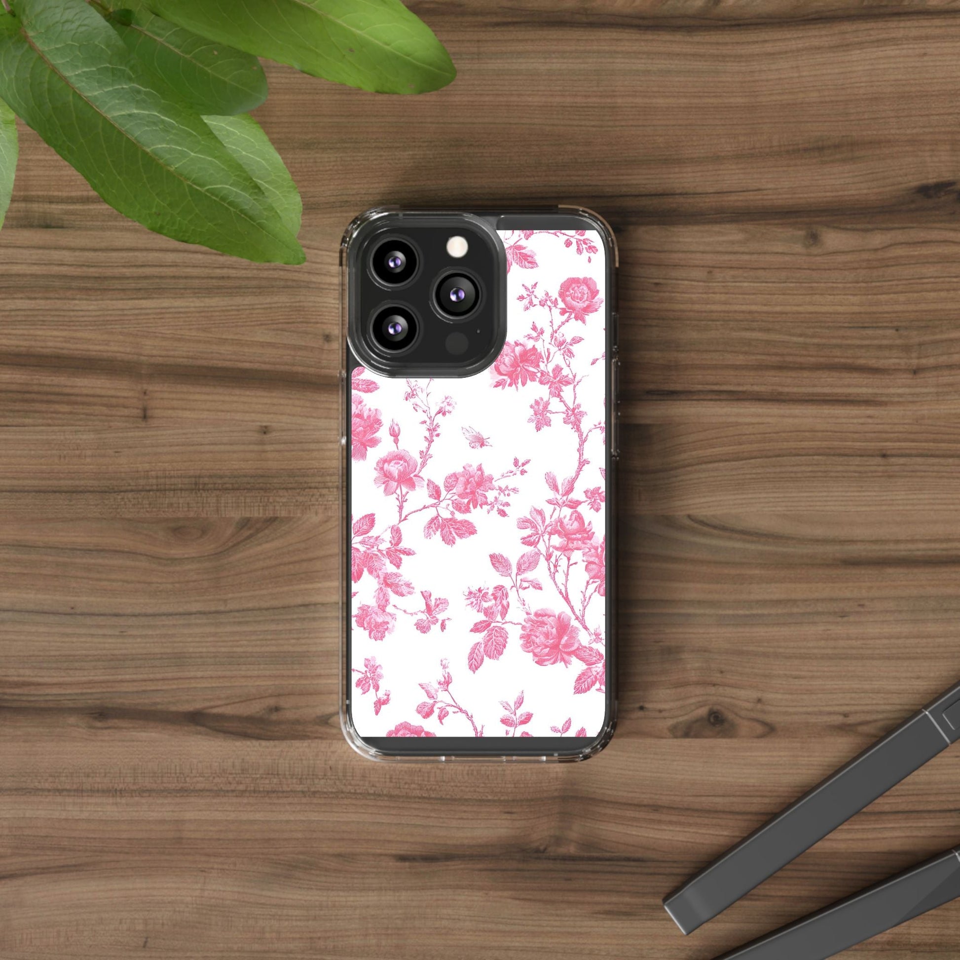 JAKKOUTTHEBXX Pink Floral iPhone Clear Case 2025