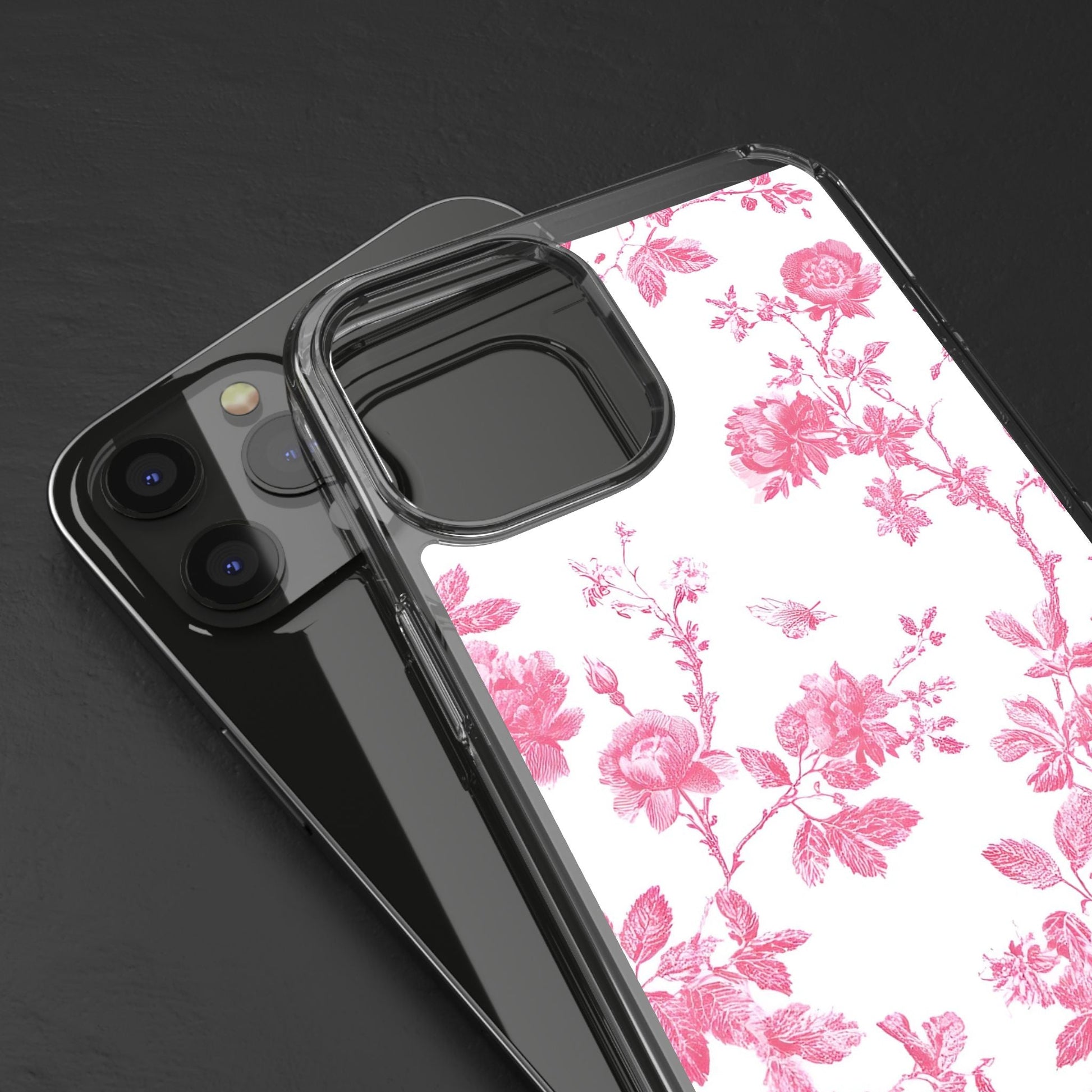 JAKKOUTTHEBXX Pink Floral iPhone Clear Case 2025