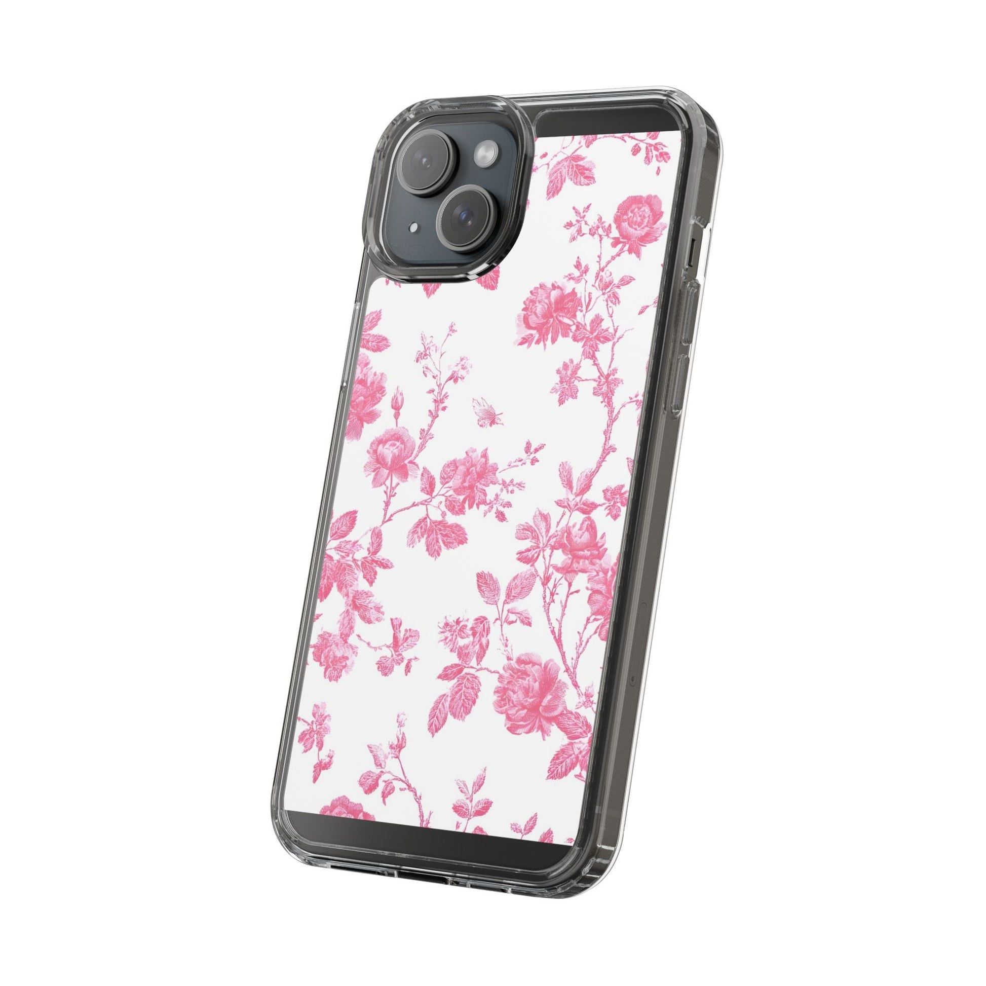 JAKKOUTTHEBXX Pink Floral iPhone Clear Case 2025