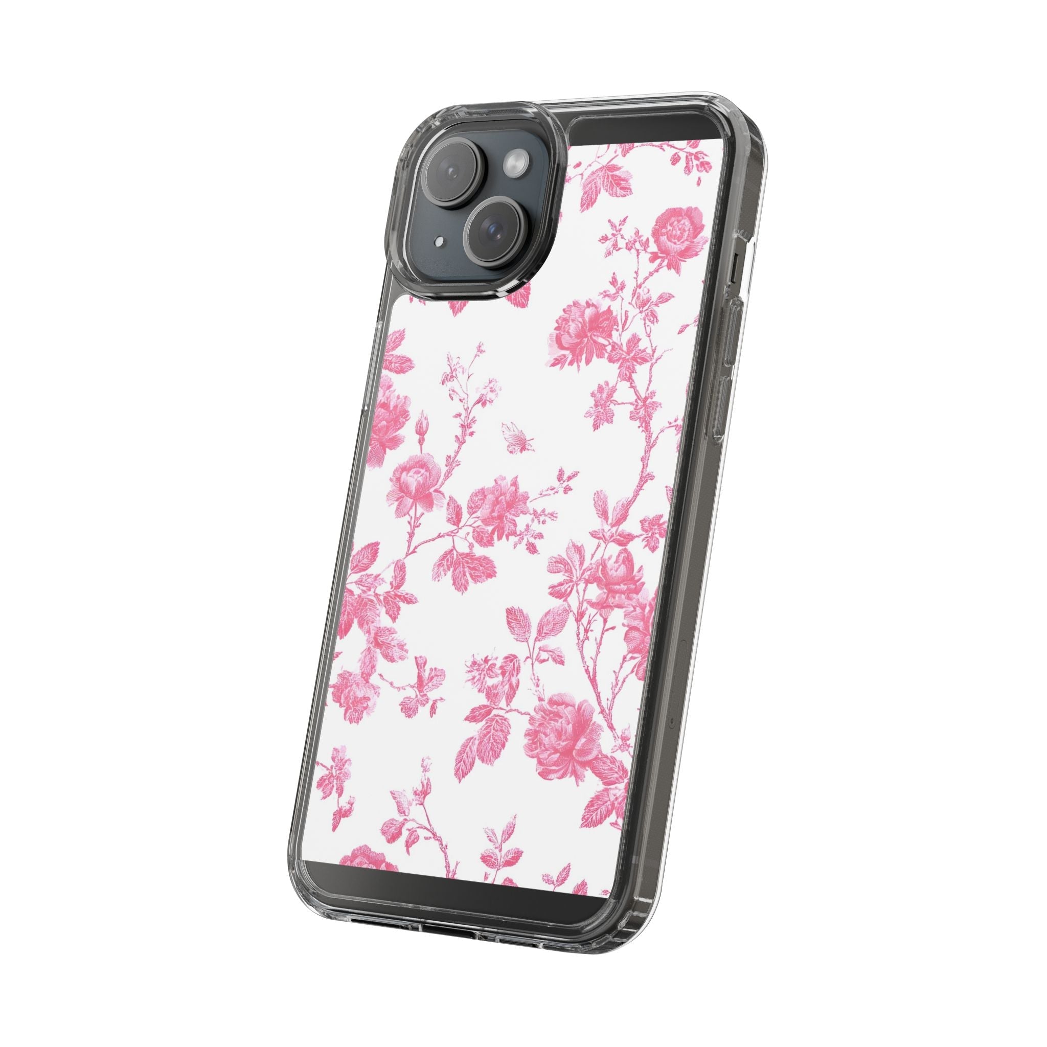 JAKKOUTTHEBXX Pink Floral iPhone Clear Case 2025