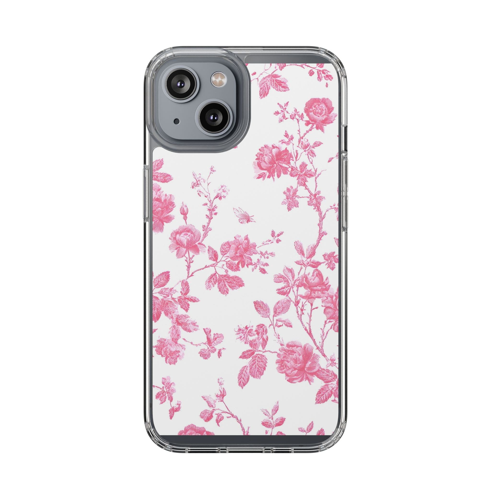 JAKKOUTTHEBXX Pink Floral iPhone Clear Case 2025