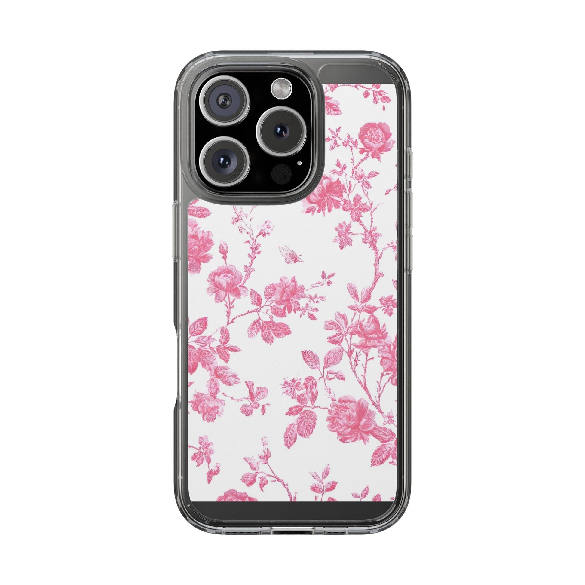 JAKKOUTTHEBXX Pink Floral iPhone Clear Case 2025