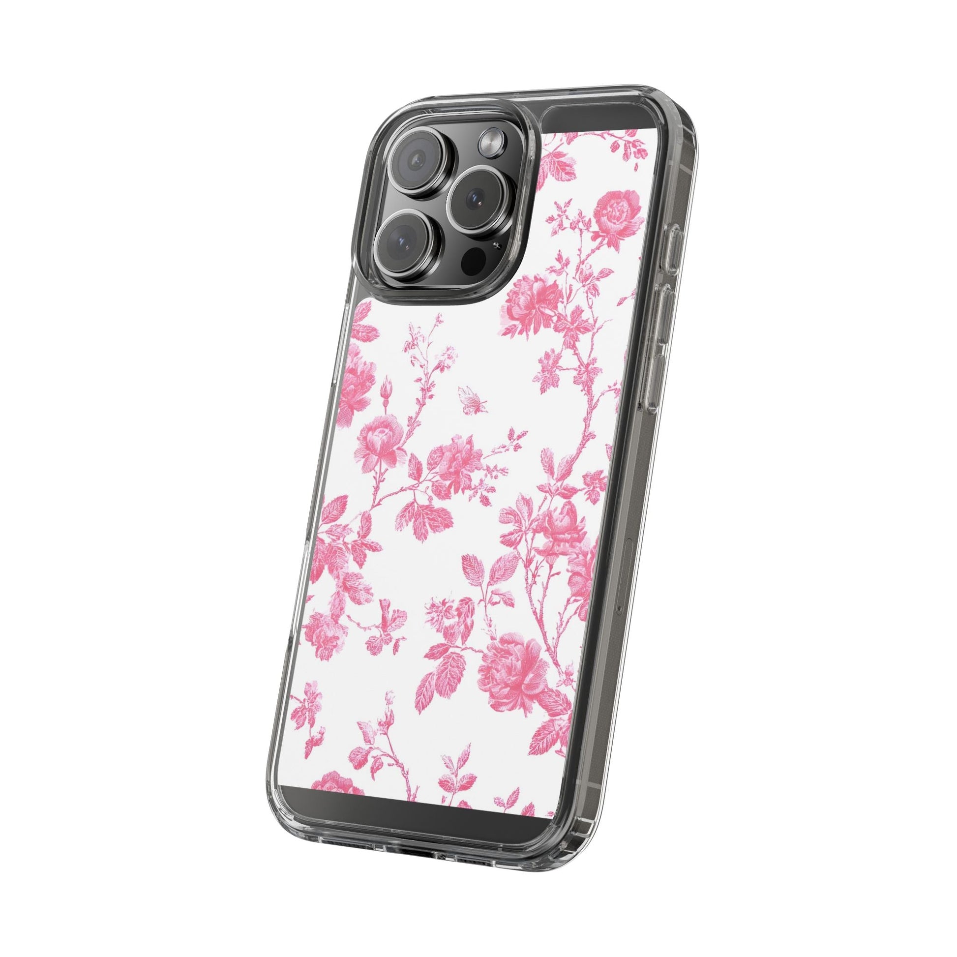 JAKKOUTTHEBXX Pink Floral iPhone Clear Case 2025