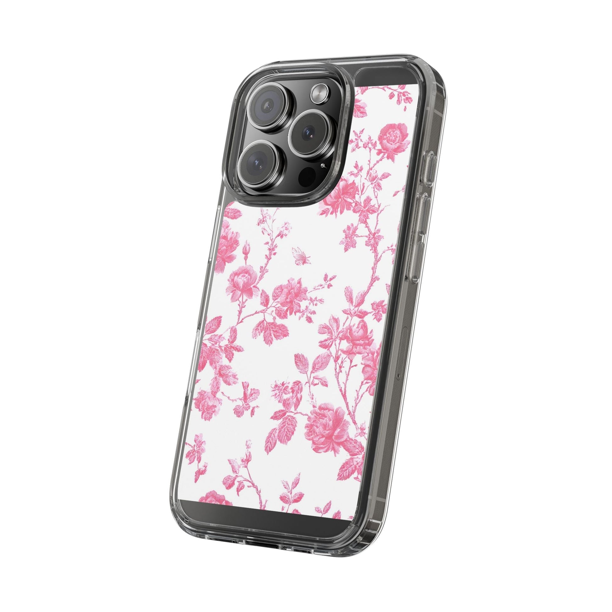 JAKKOUTTHEBXX Pink Floral iPhone Clear Case 2025