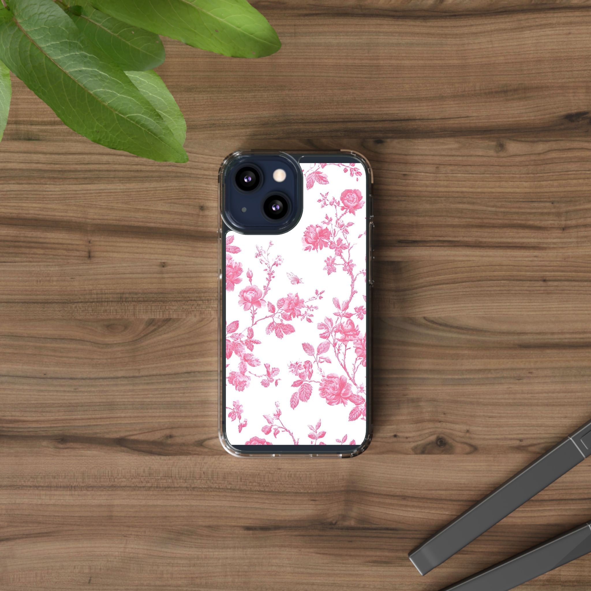 JAKKOUTTHEBXX Pink Floral iPhone Clear Case 2025