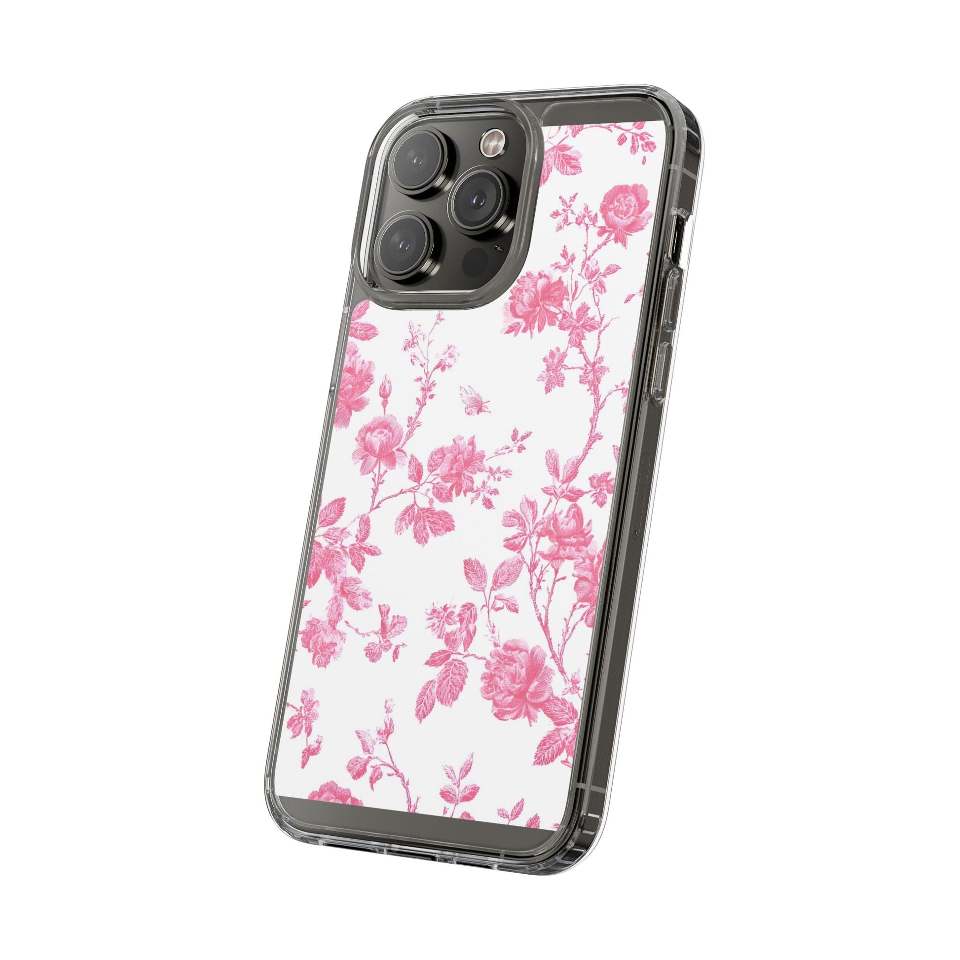 JAKKOUTTHEBXX Pink Floral iPhone Clear Case 2025