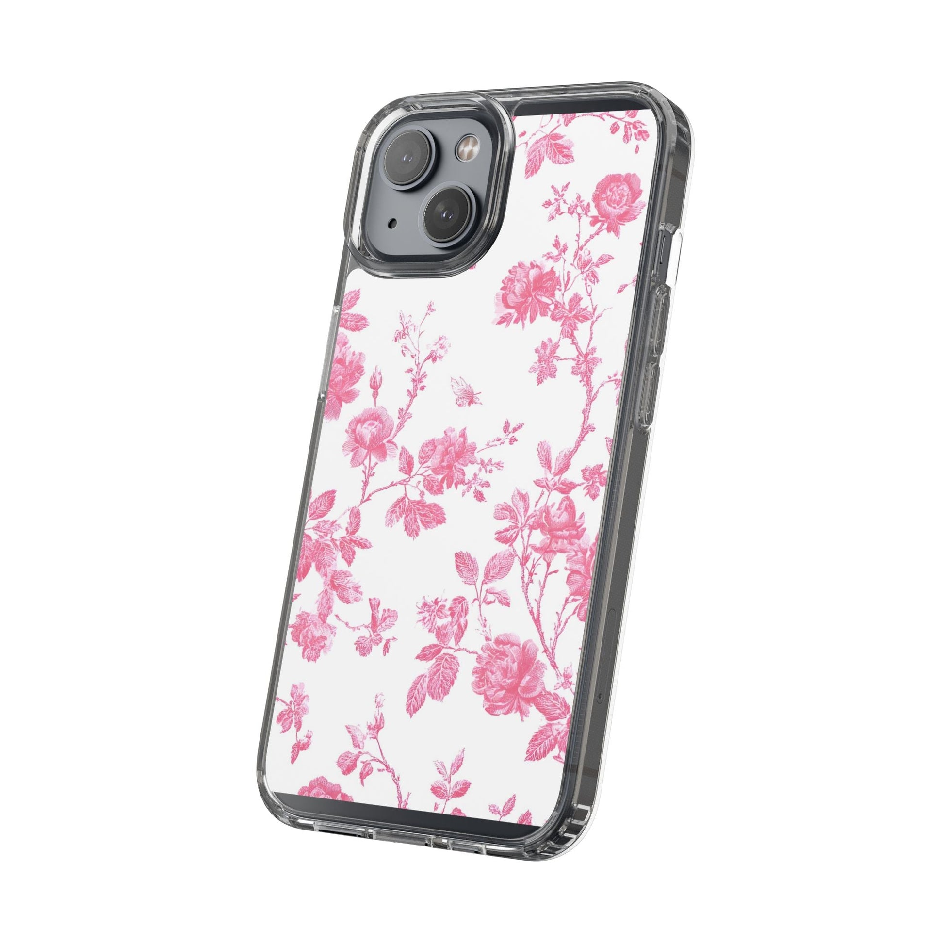 JAKKOUTTHEBXX Pink Floral iPhone Clear Case 2025