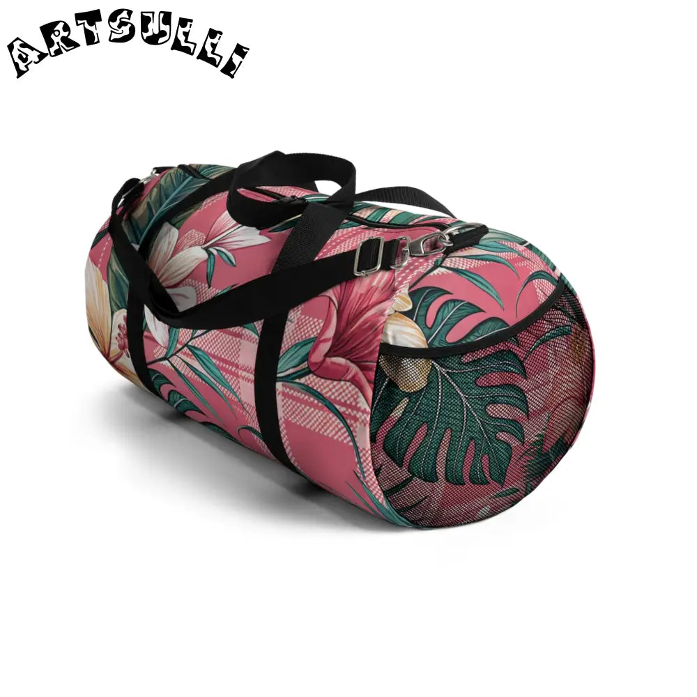 JAKKOUTTHEBXX Pink Floral Plaid Duffel Bag 2025