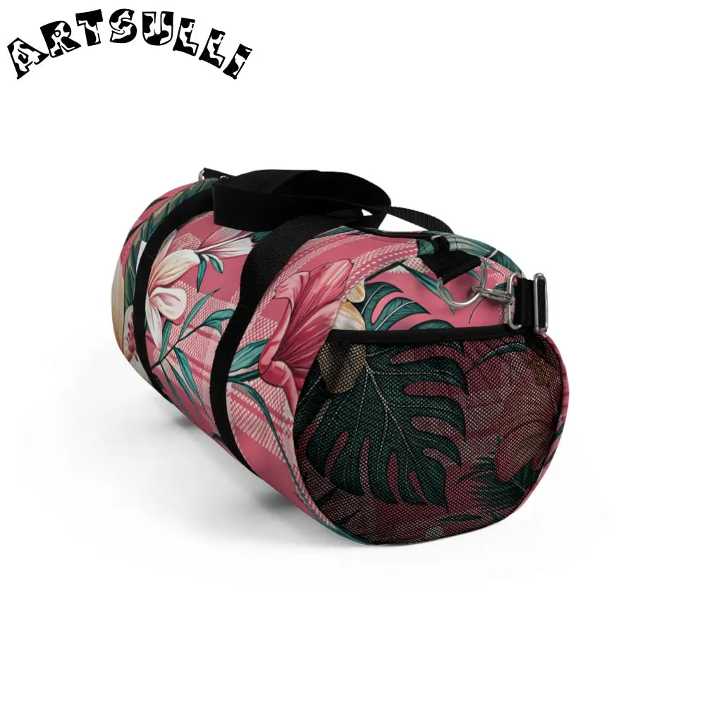 JAKKOUTTHEBXX Pink Floral Plaid Duffel Bag 2025