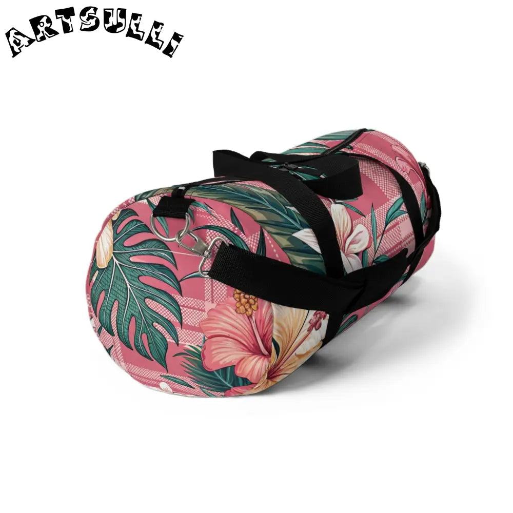 JAKKOUTTHEBXX Pink Floral Plaid Duffel Bag 2025