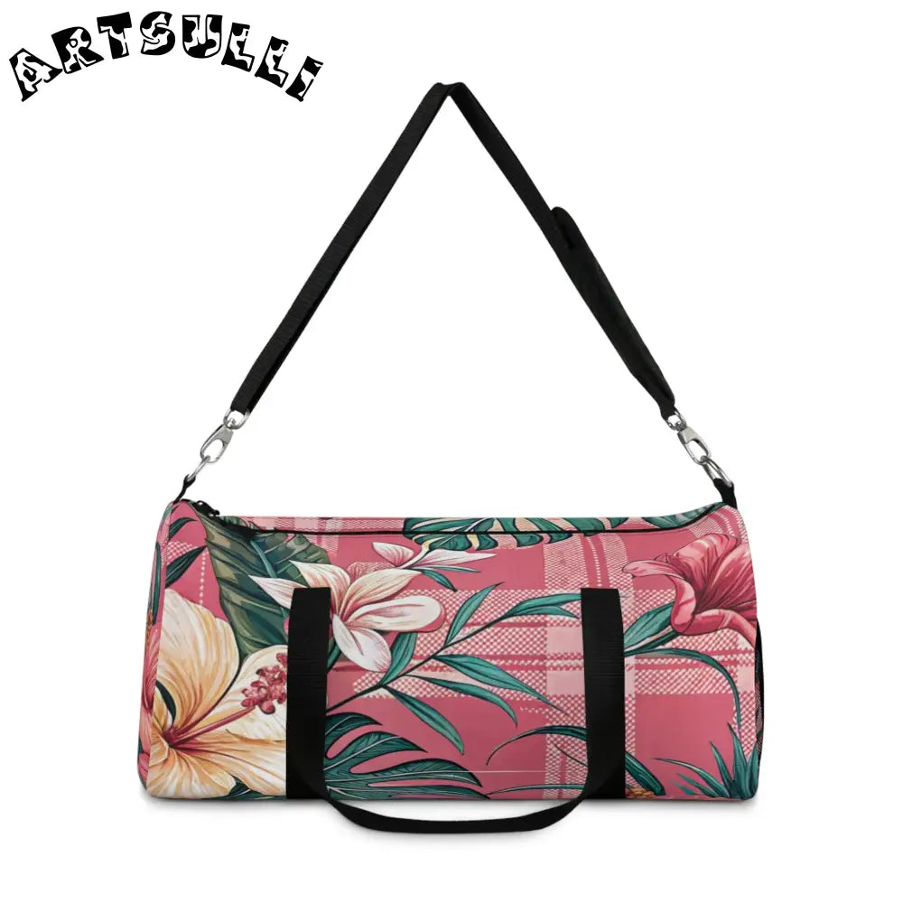 JAKKOUTTHEBXX Pink Floral Plaid Duffel Bag 2025