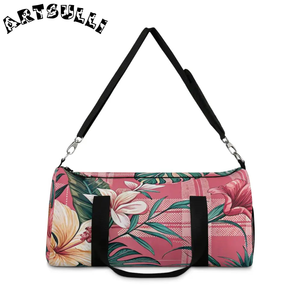 JAKKOUTTHEBXX Pink Floral Plaid Duffel Bag 2025