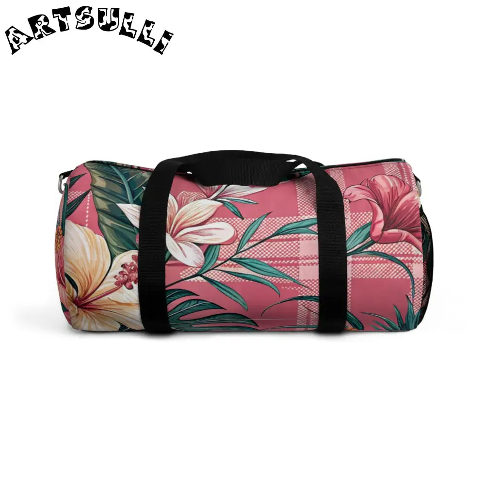 JAKKOUTTHEBXX Pink Floral Plaid Duffel Bag 2025