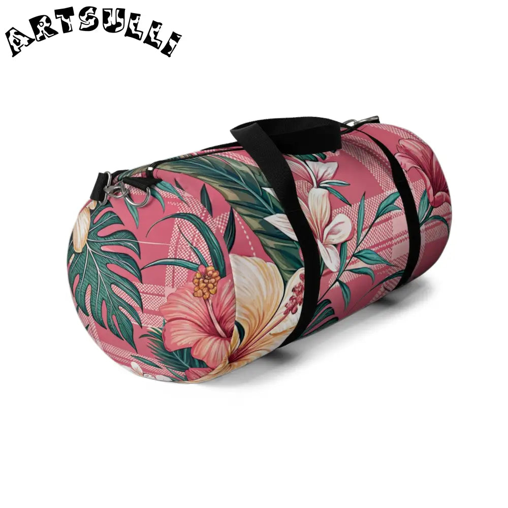 JAKKOUTTHEBXX Pink Floral Plaid Duffel Bag 2025