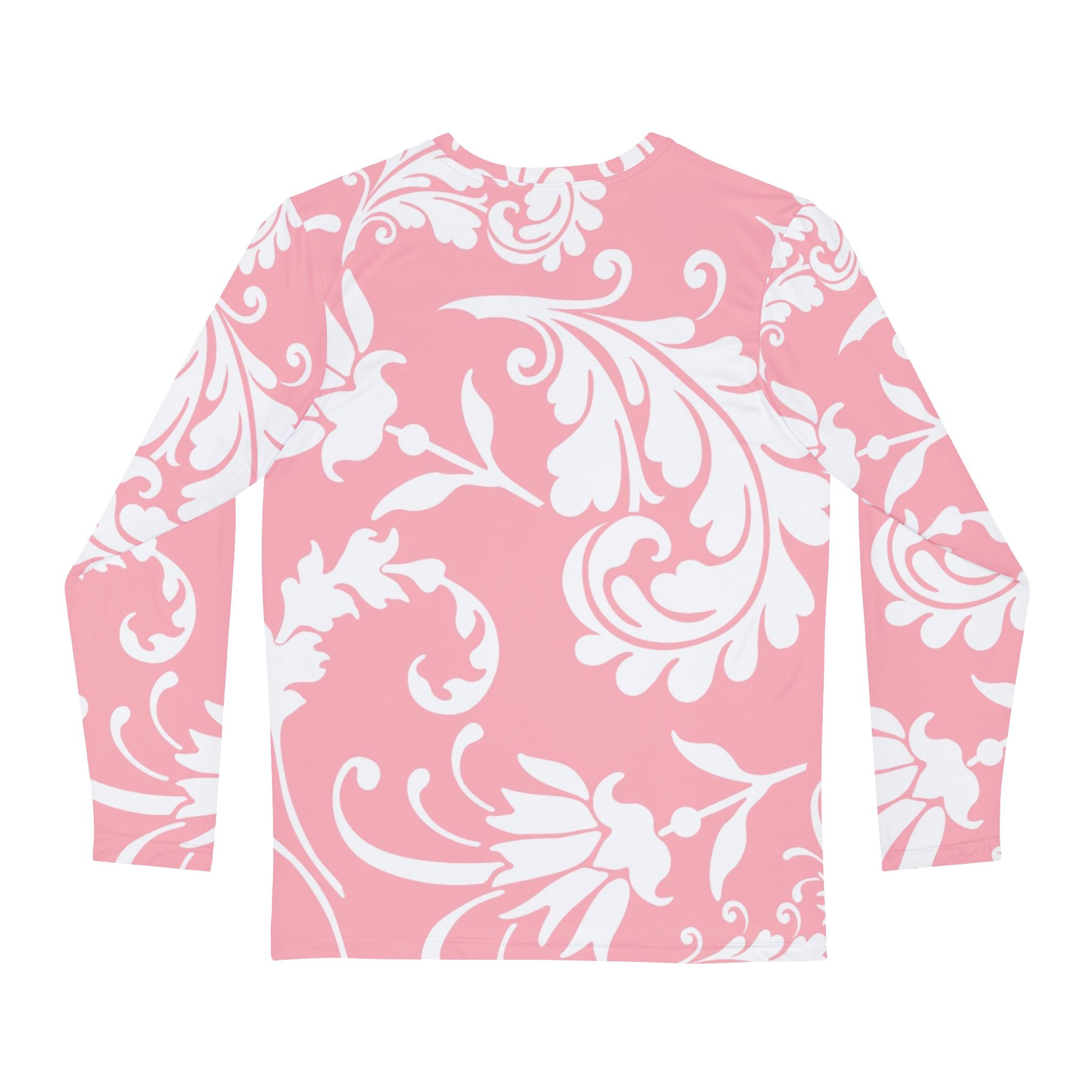 Pink Floral Scroll Long Sleeve Shirt, Artsulli - Art is Long, Life is Short, All Over Prints, , , , , , , 