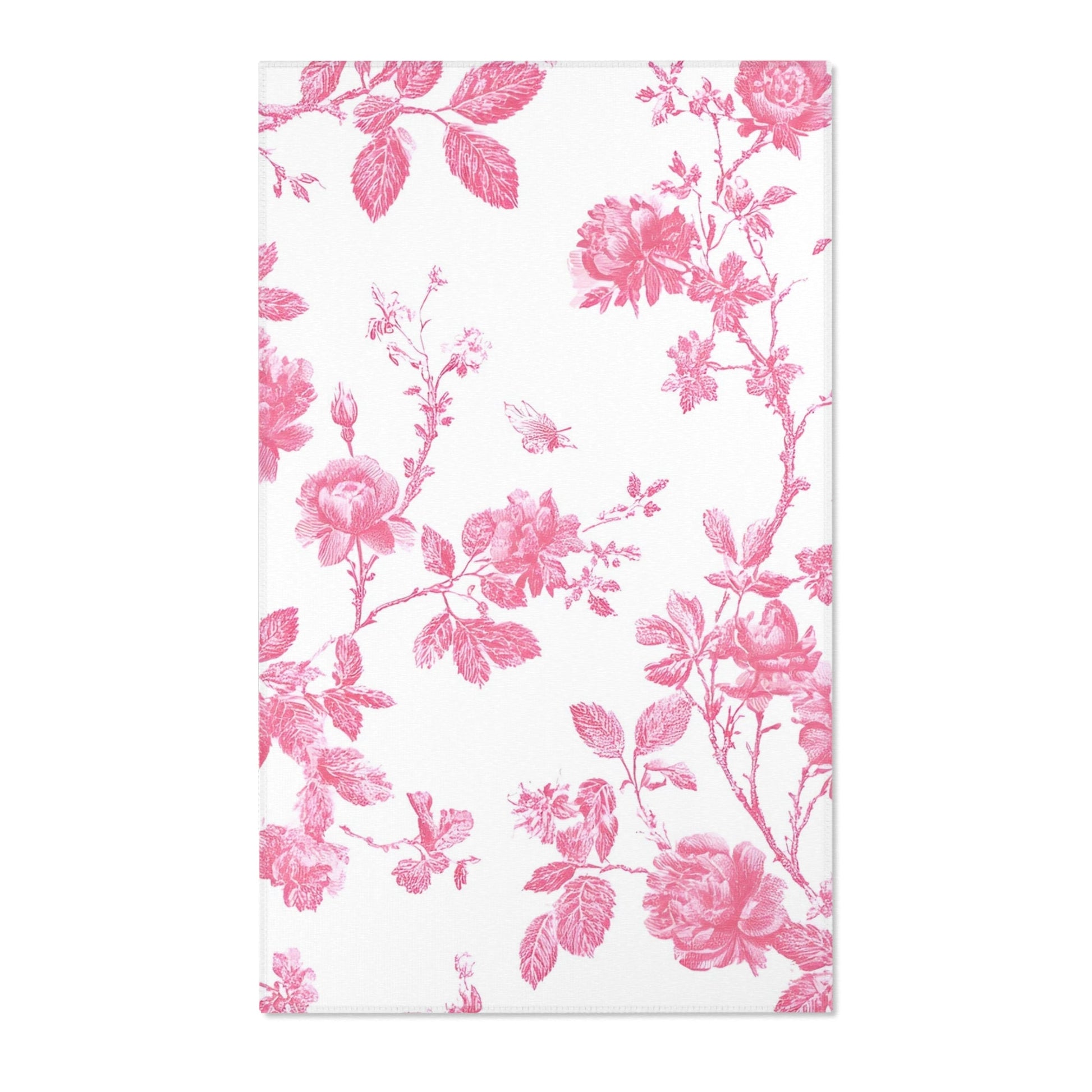 Pink Floral Toile Area Rug, Artsulli - Art is Long, Life is Short, Home Decor, Size, 36" × 60", , , , , 15099098596373063472