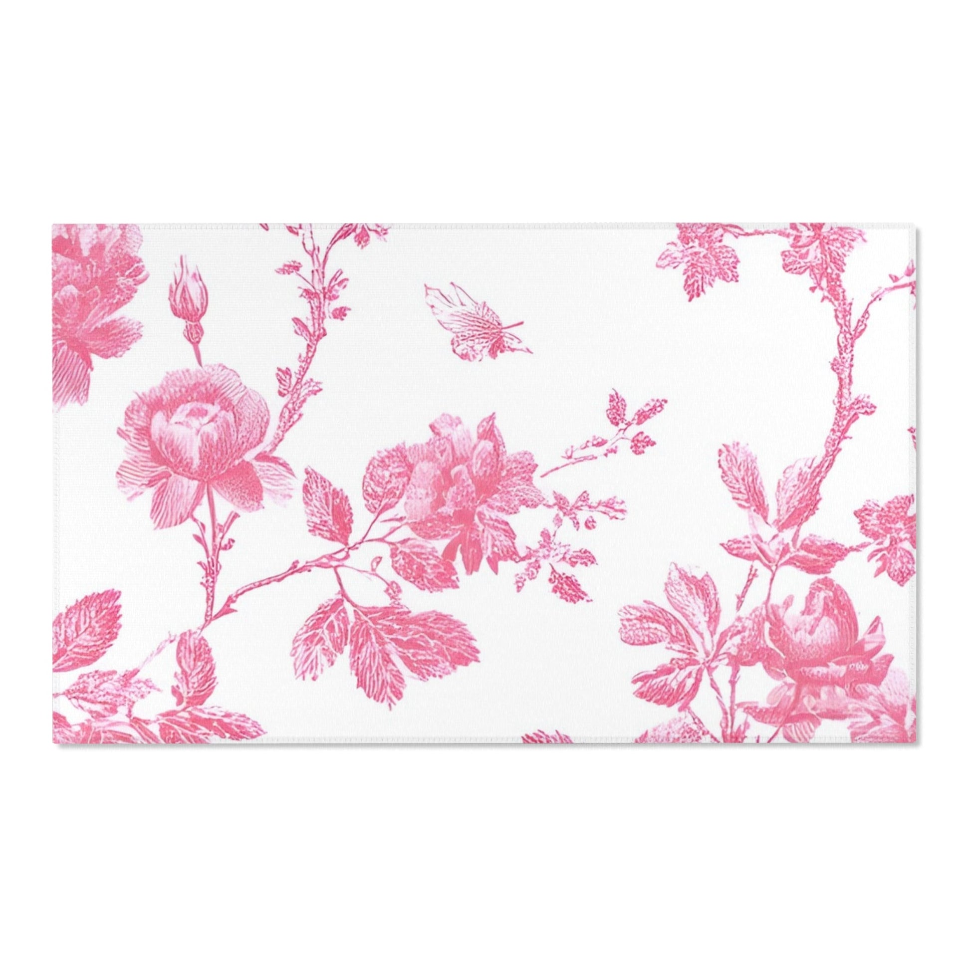 Pink Floral Toile Area Rug, Artsulli - Art is Long, Life is Short, Home Decor, Size, 60" × 36", , , , , 14058737251739235110