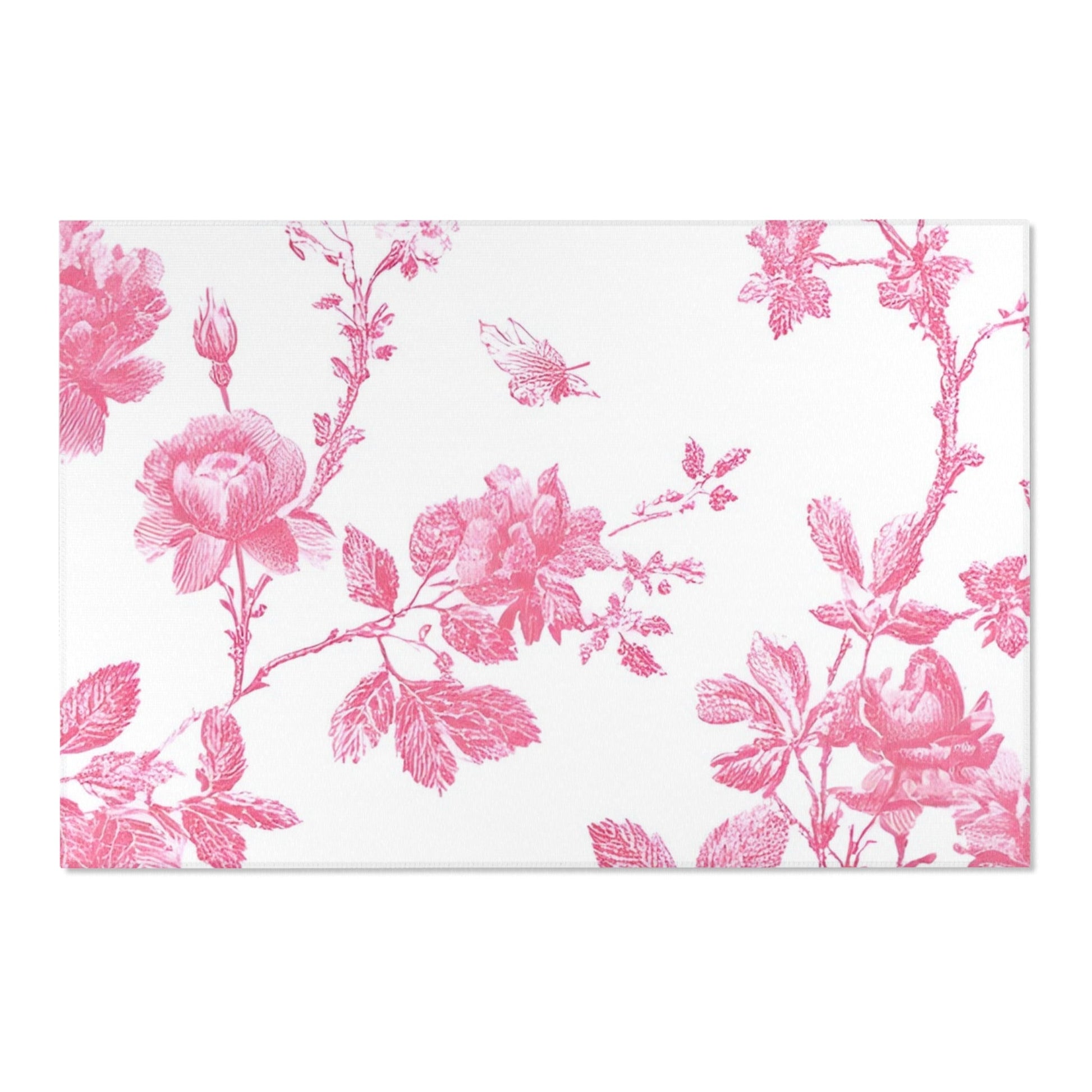 Pink Floral Toile Area Rug, Artsulli - Art is Long, Life is Short, Home Decor, Size, 72" × 48", , , , , 15542070260968507985