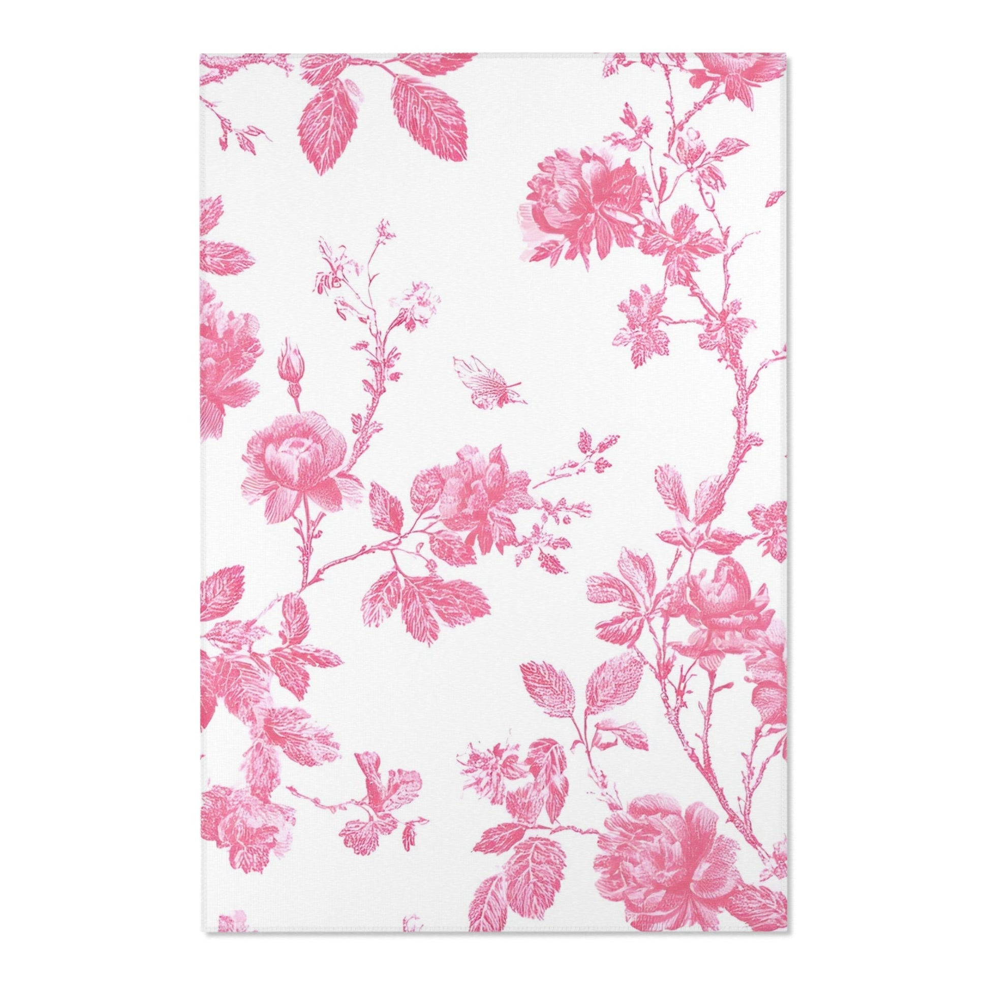 Pink Floral Toile Area Rug, Artsulli - Art is Long, Life is Short, Home Decor, Size, 48" × 72", , , , , 68924982880871529052