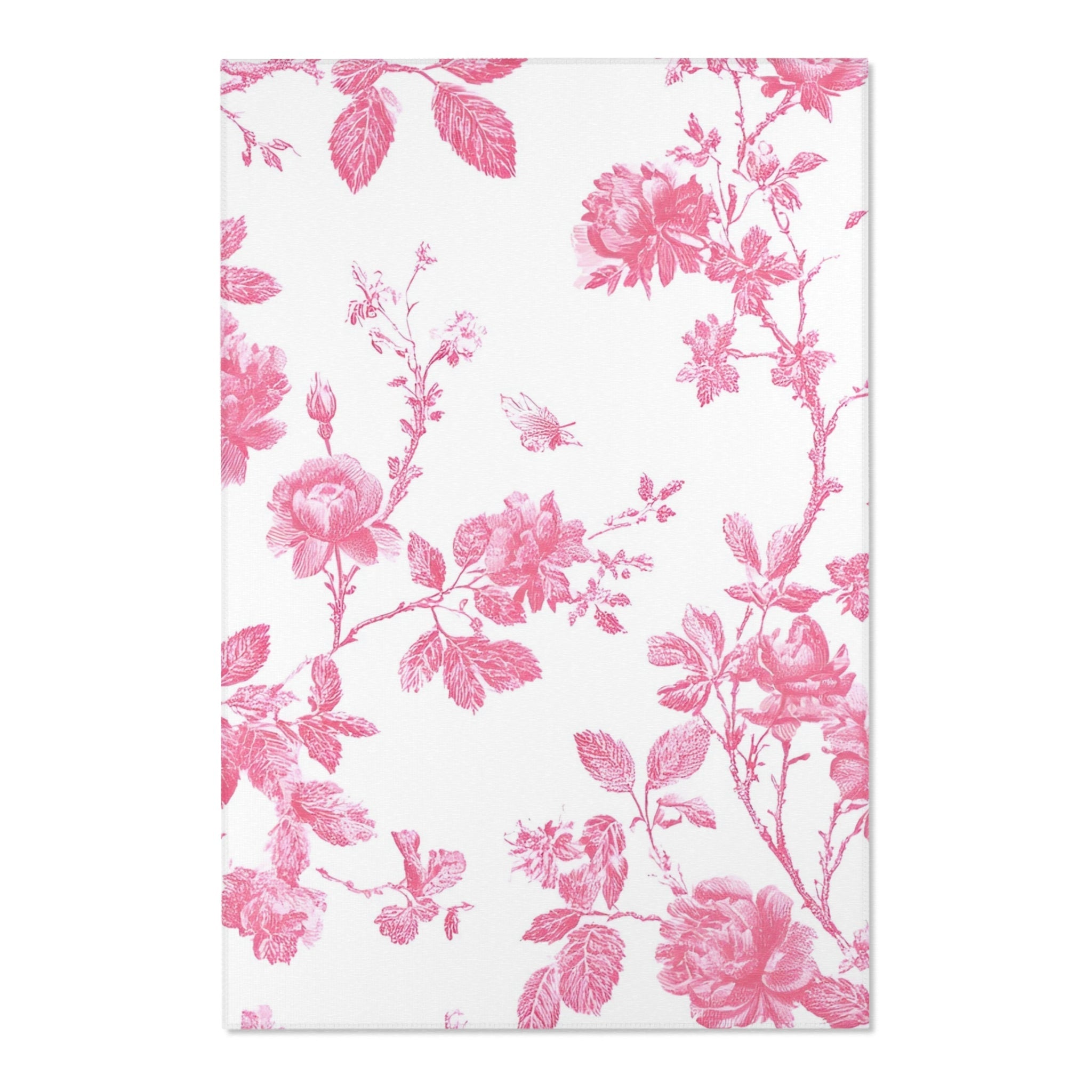 Pink Floral Toile Area Rug, Artsulli - Art is Long, Life is Short, Home Decor, Size, 48" × 72", , , , , 68924982880871529052