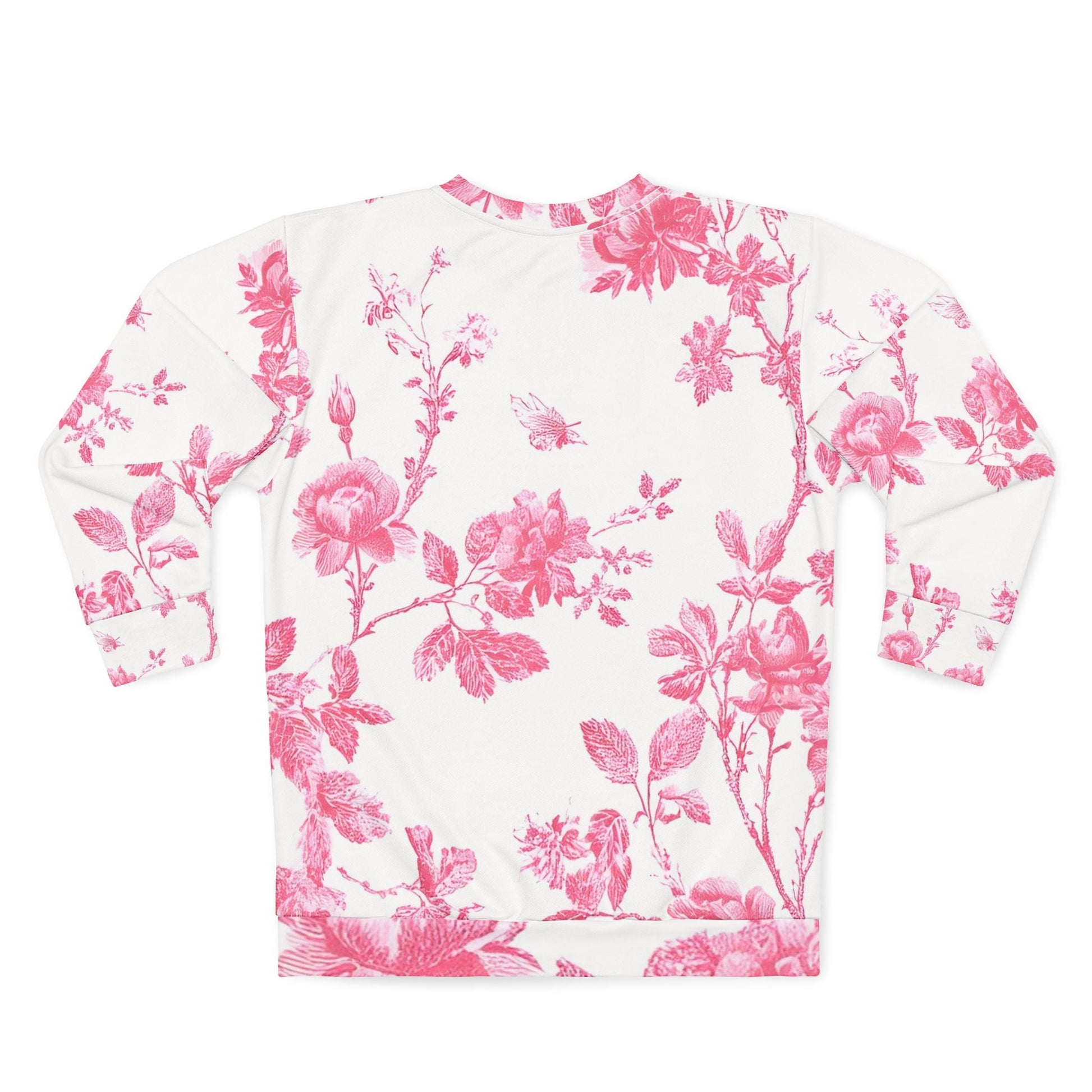 Pink Floral Toile Crewneck Sweatshirt, Artsulli - Art is Long, Life is Short, All Over Prints, , , , , , , 