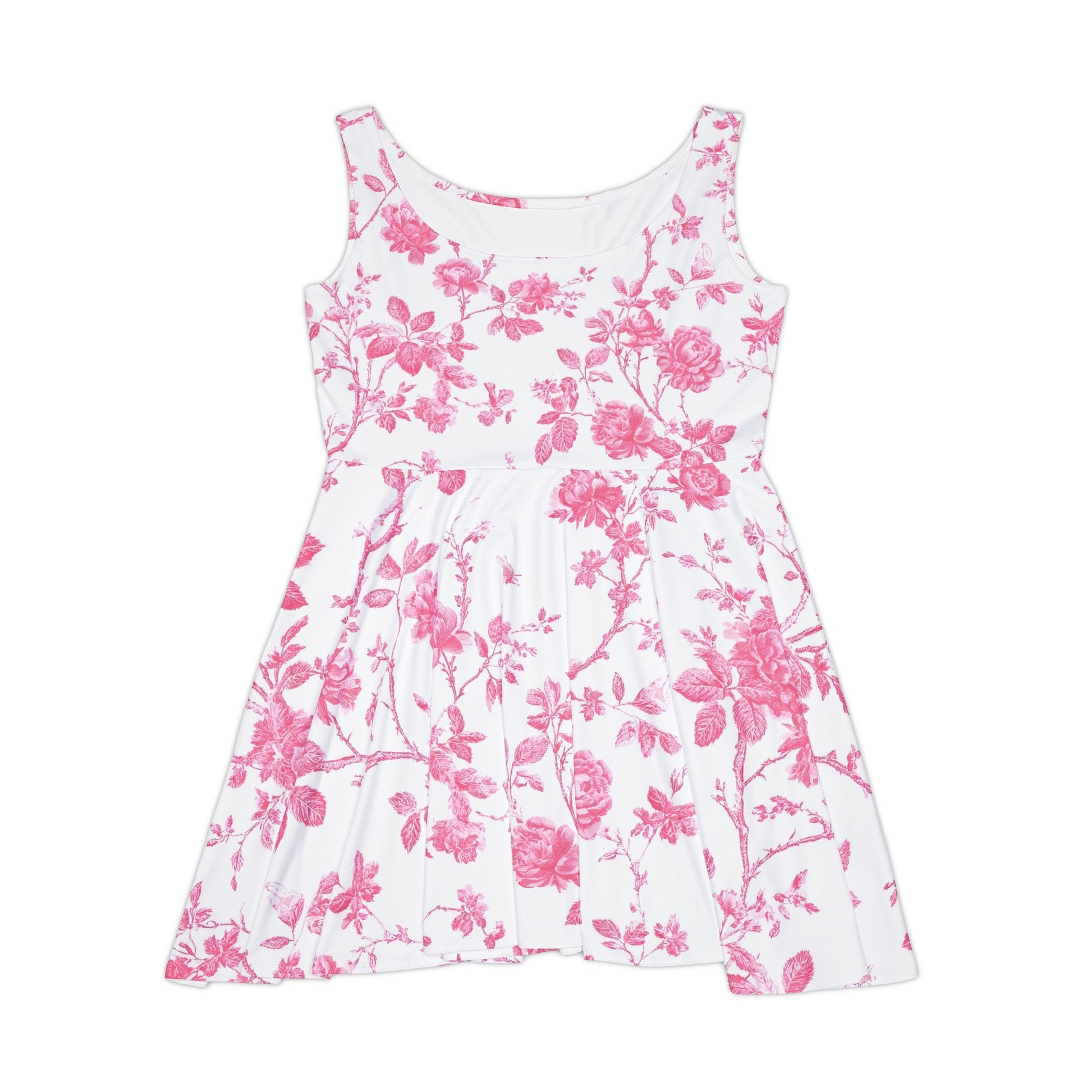 Pink Floral Toile Skater Dress, Artsulli - Art is Long, Life is Short, All Over Prints, Size, XS, , , , , 24149210951749291366