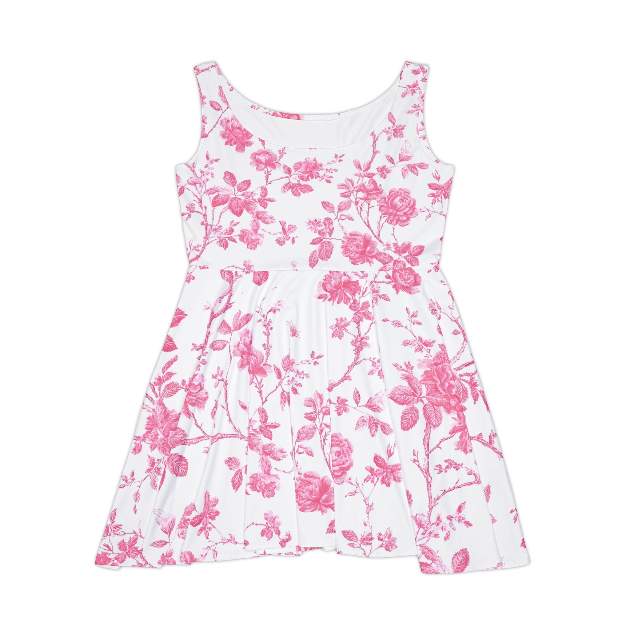 Pink Floral Toile Skater Dress, Artsulli - Art is Long, Life is Short, All Over Prints, Size, XS, , , , , 24149210951749291366