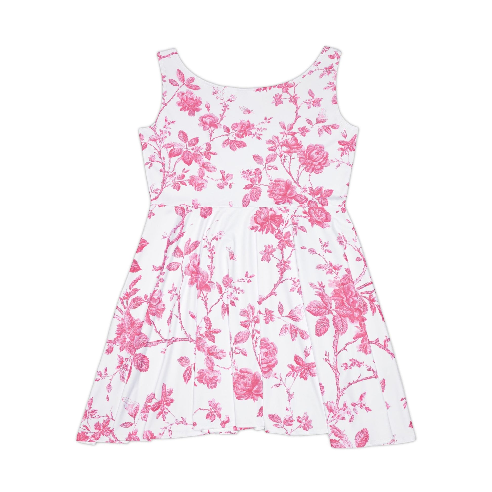 Pink Floral Toile Skater Dress, Artsulli - Art is Long, Life is Short, All Over Prints, , , , , , , 