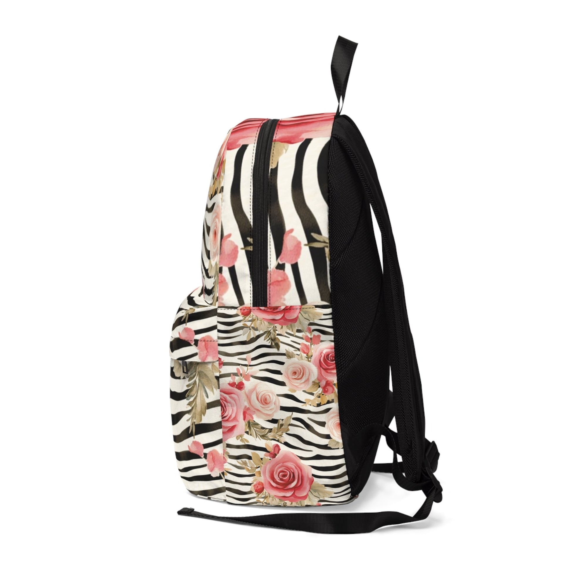 Printify Pink Floral Zebra Print Backpack 2025
