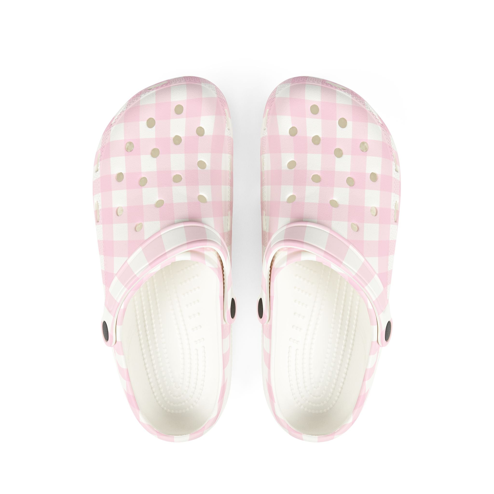 JAKKOUTTHEBXX Pink Gingham EVA Foam Clogs 2025