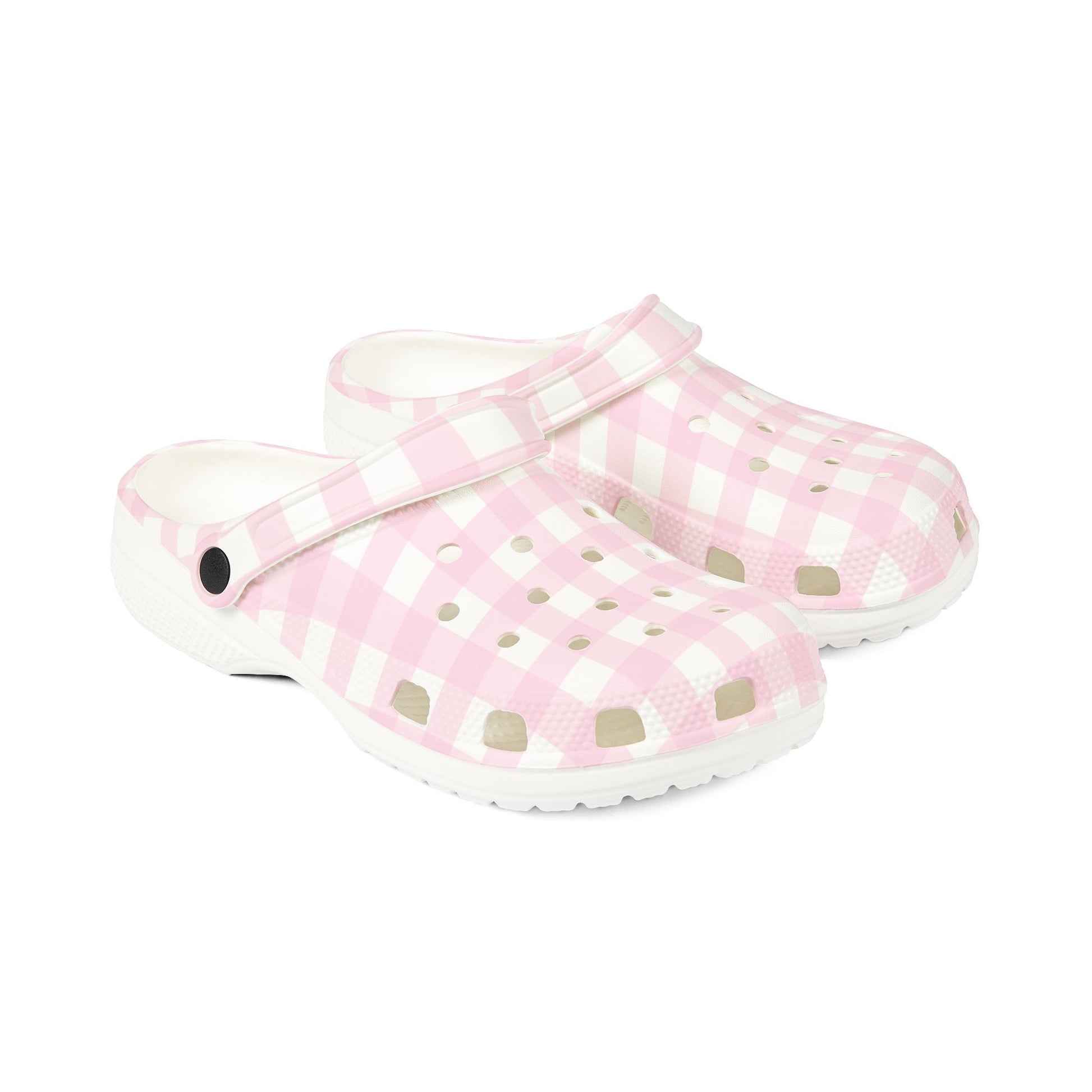 JAKKOUTTHEBXX Pink Gingham EVA Foam Clogs 2025