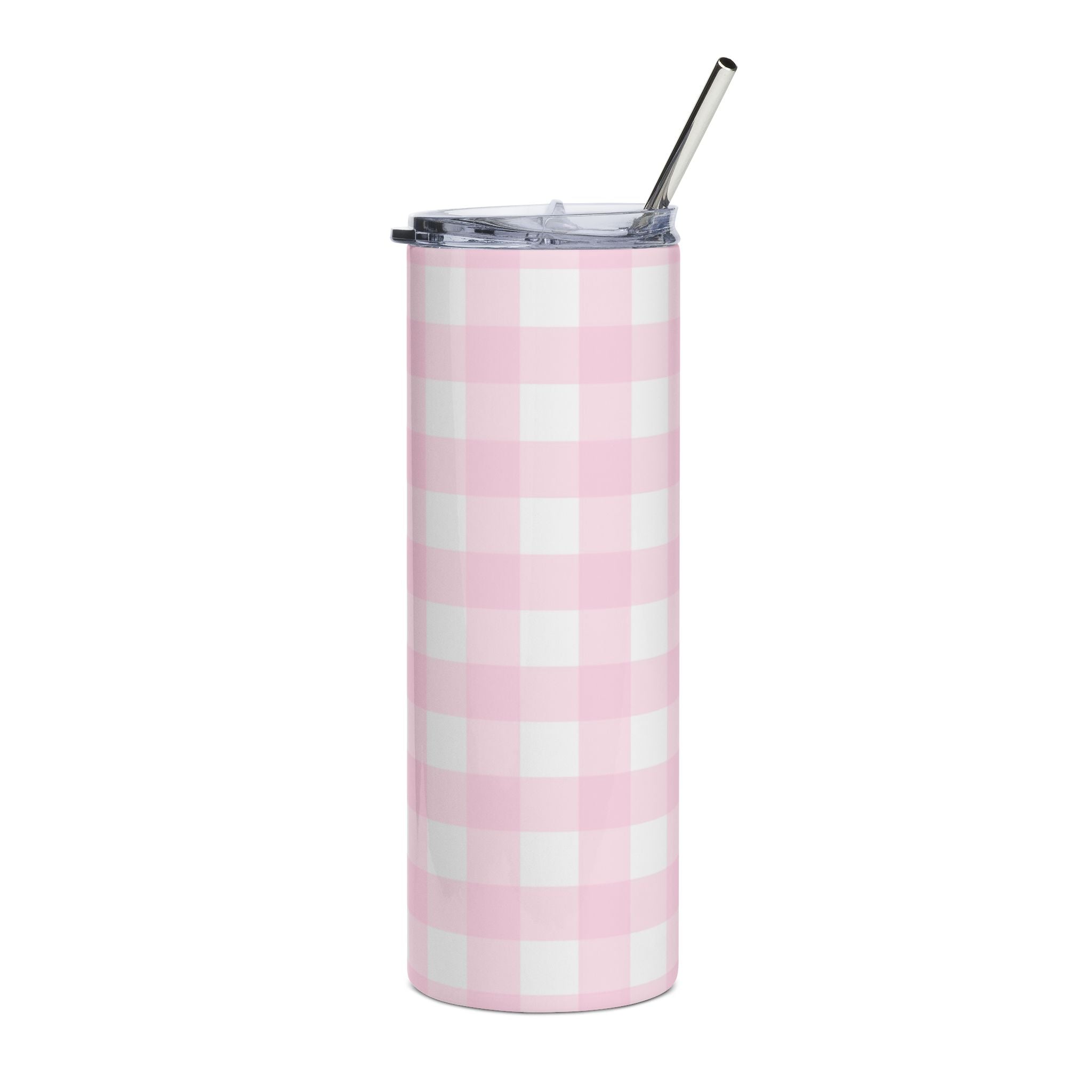 JAKKOUTTHEBXX Pink Gingham Stainless Steel Tumbler 2025