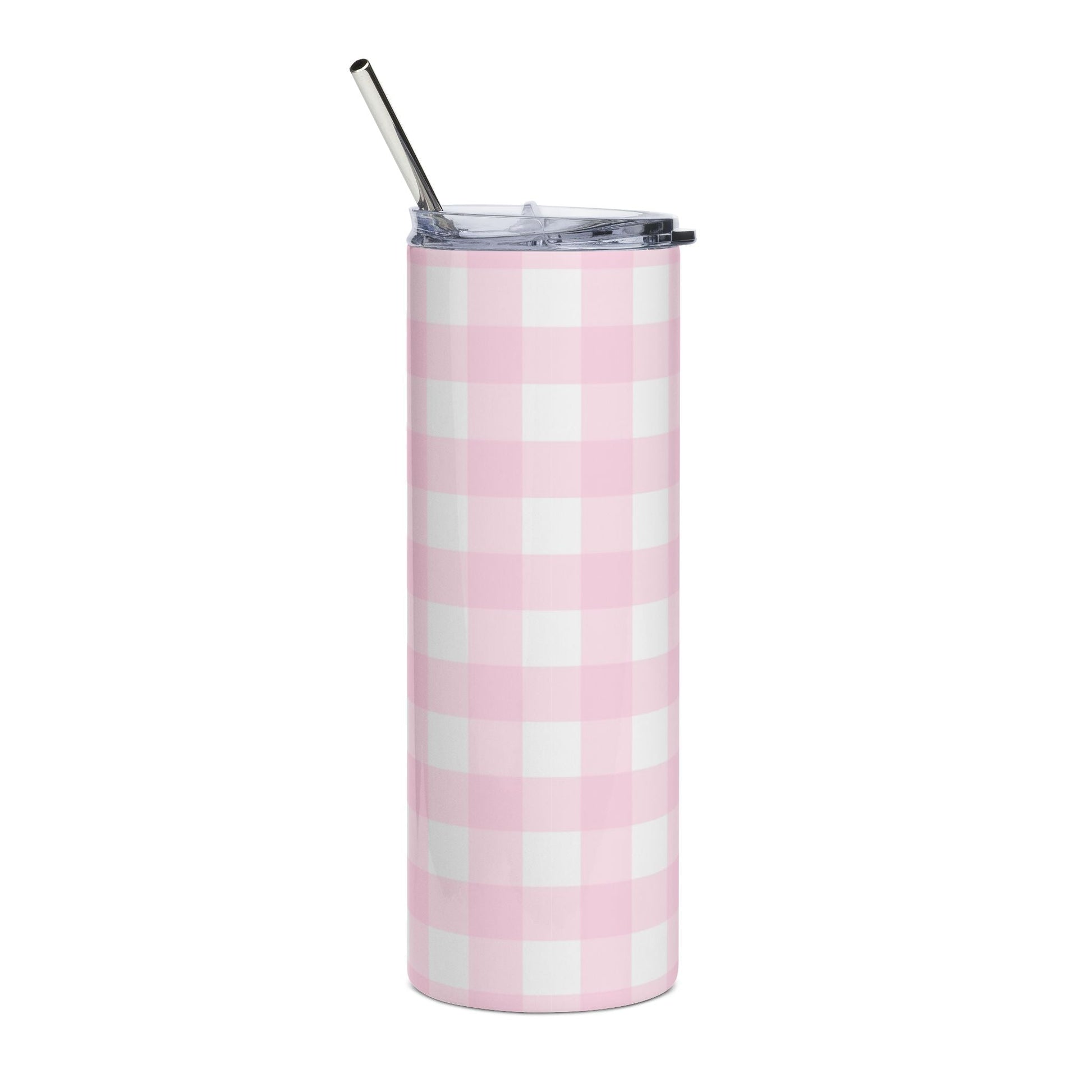 JAKKOUTTHEBXX Pink Gingham Stainless Steel Tumbler 2025