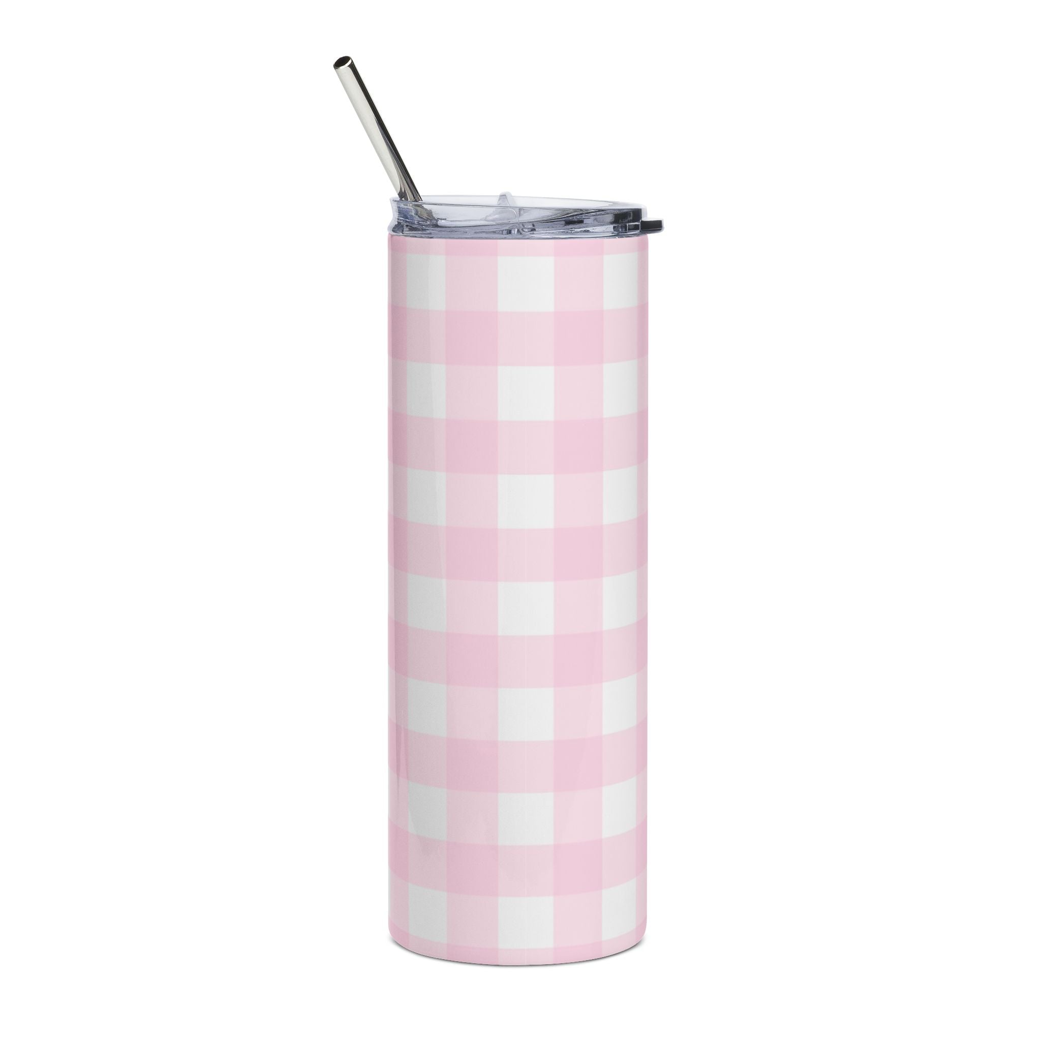 JAKKOUTTHEBXX Pink Gingham Stainless Steel Tumbler 2025