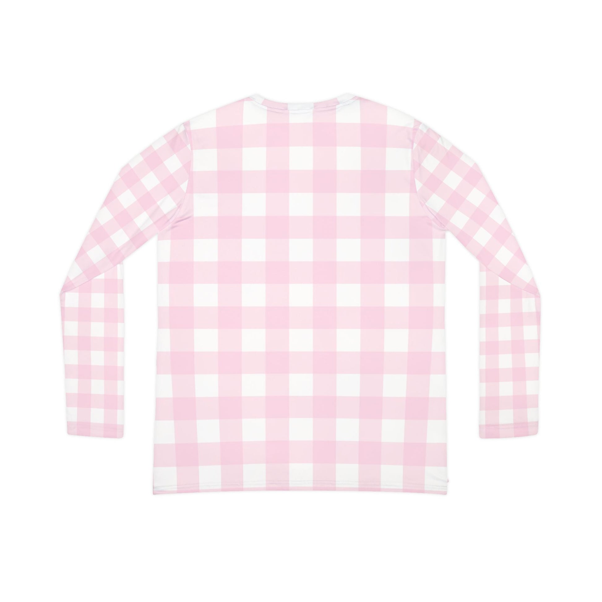 Pink Gingham V-Neck Long Sleeve Top, Artsulli - Art is Long, Life is Short, All Over Prints, , , , , , , 