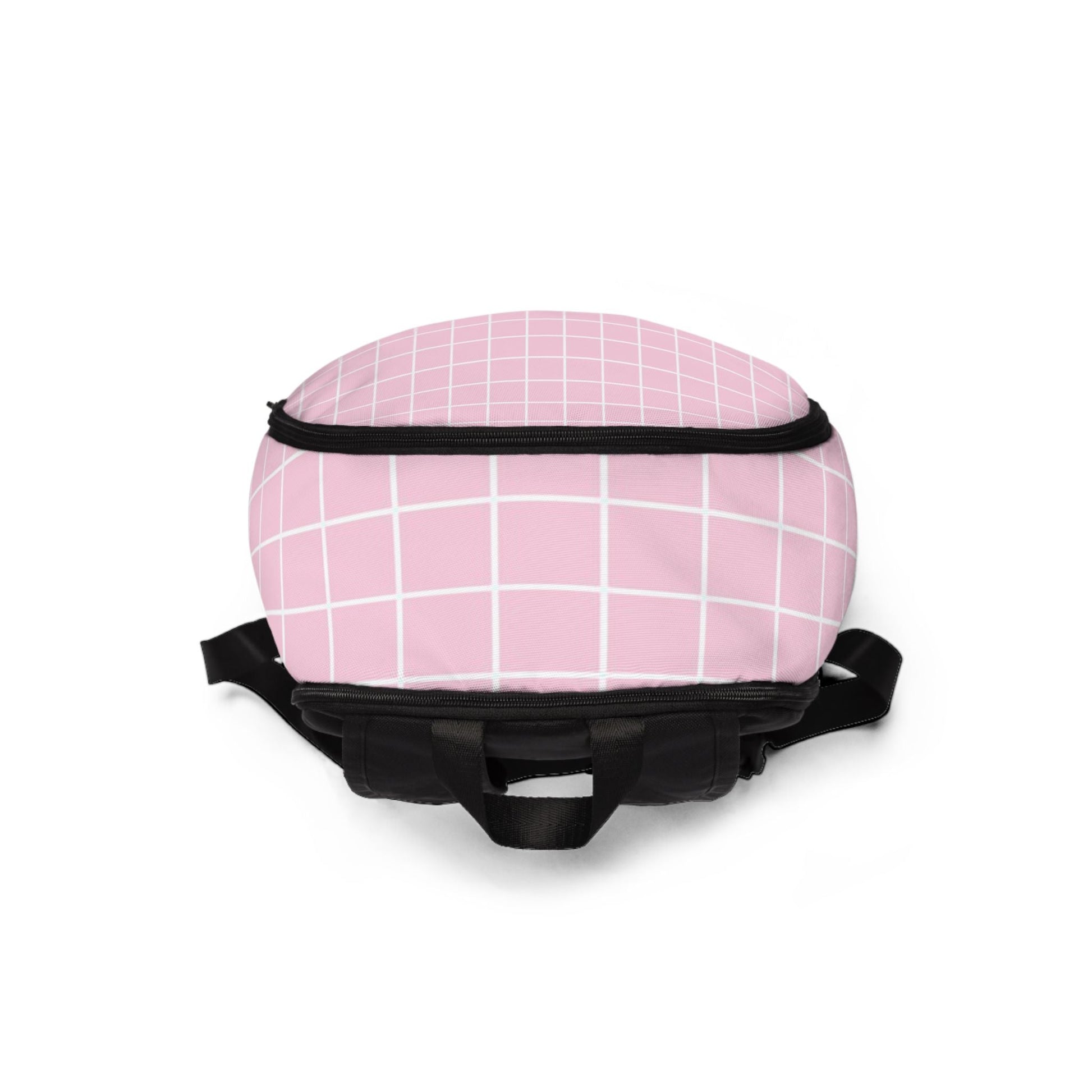 Pink Grid Backpack with Black Trim, Artsulli - Art is Long, Life is Short, Bags, , , , , , , 