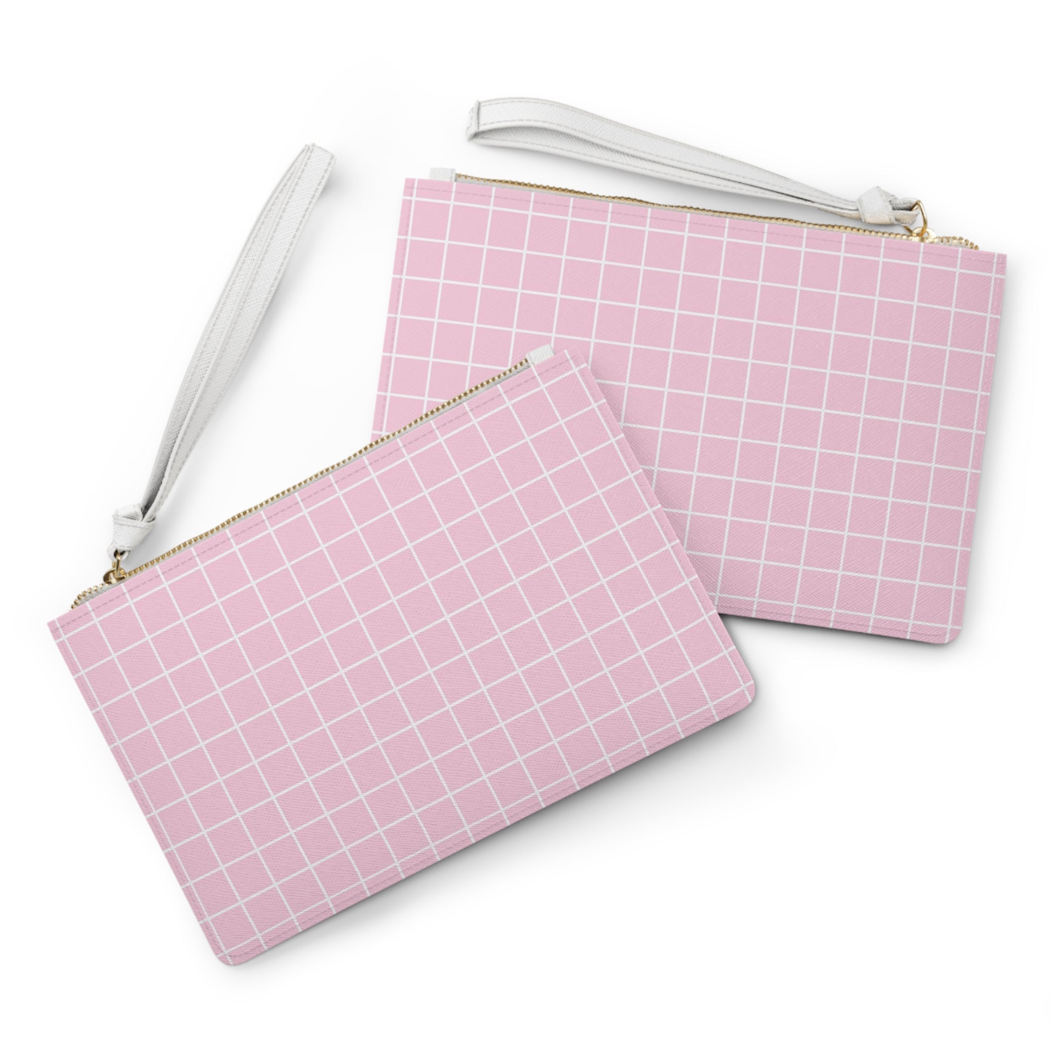 JAKKOUTTHEBXX Pink Grid Clutch Bag with Wrist Strap 2025