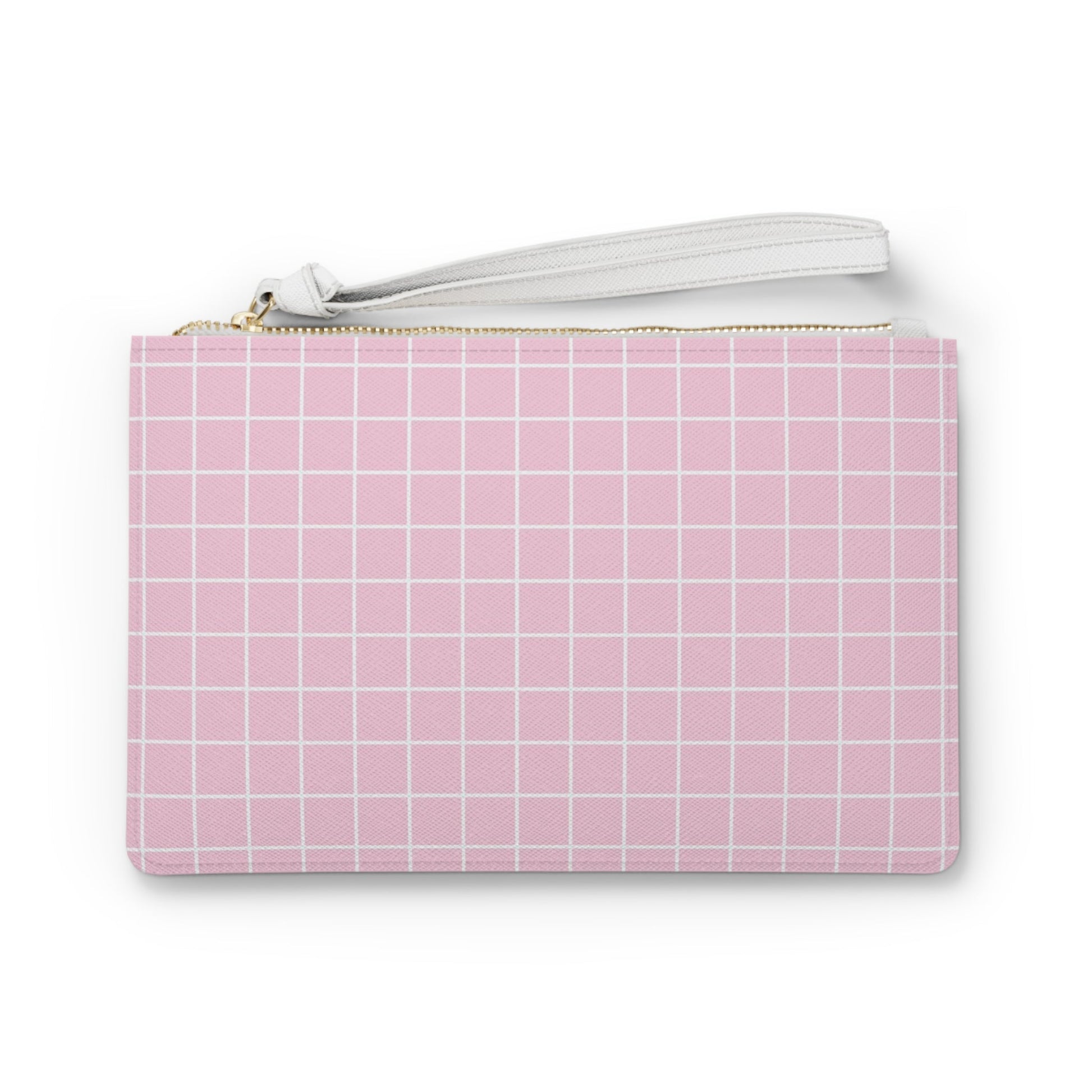 JAKKOUTTHEBXX Pink Grid Clutch Bag with Wrist Strap 2025