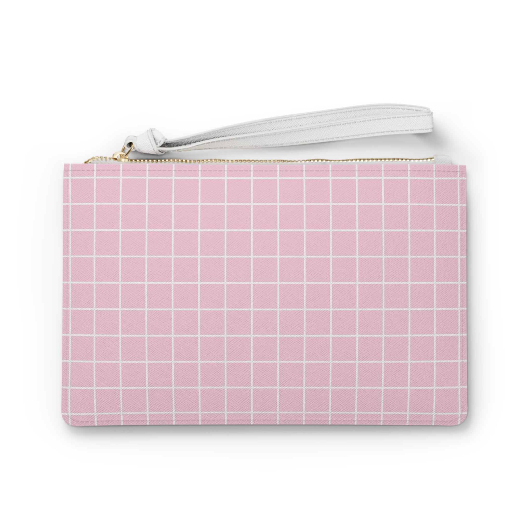 JAKKOUTTHEBXX Pink Grid Clutch Bag with Wrist Strap 2025