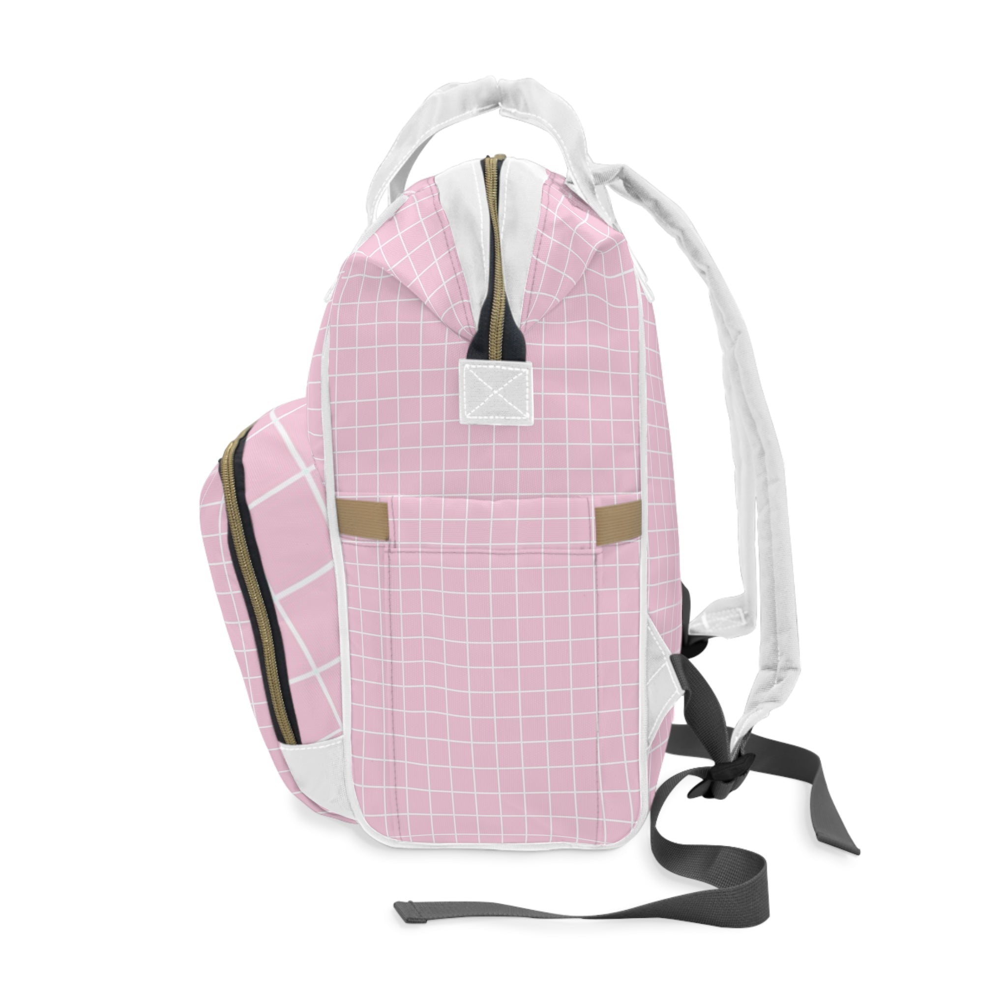JAKKOUTTHEBXX Pink Grid Diaper Backpack 2025