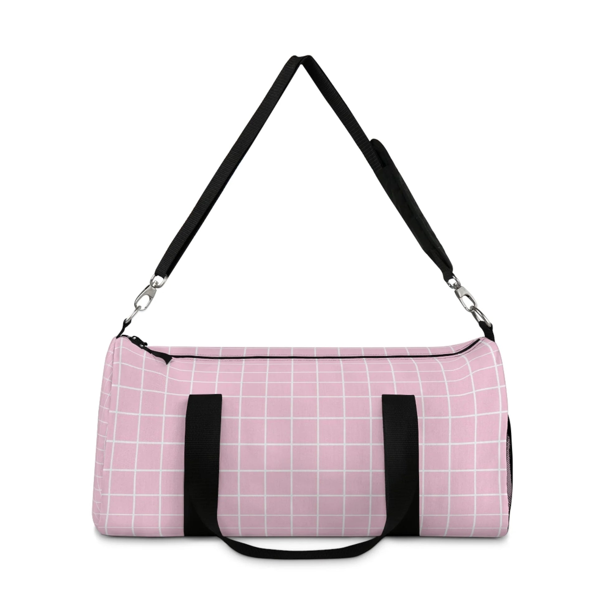 Pink Grid Duffel Bag, Artsulli - Art is Long, Life is Short, Bags, , , , , , , 