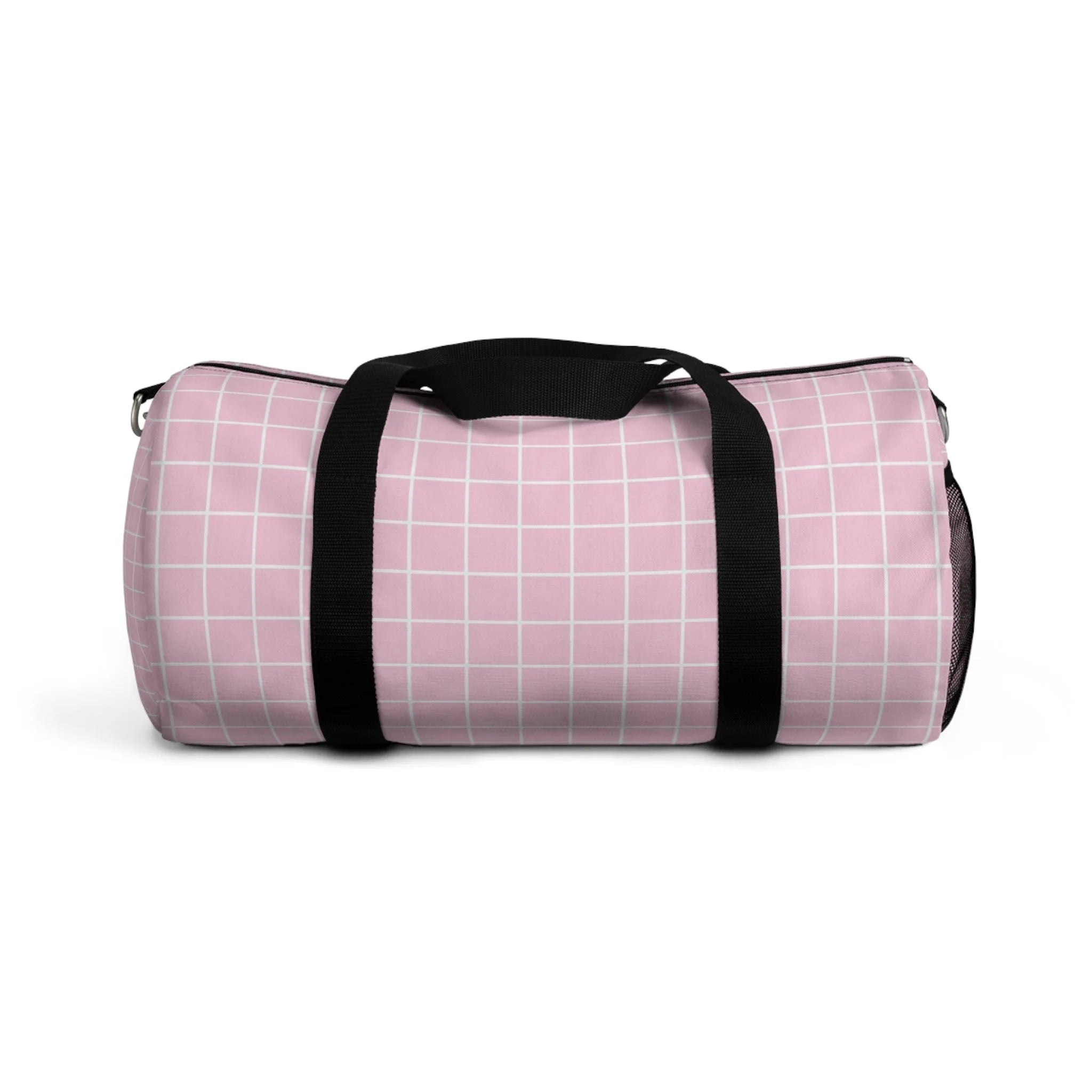 Pink Grid Duffel Bag, Artsulli - Art is Long, Life is Short, Bags, Size, Small, , , , , 75414564968152251673