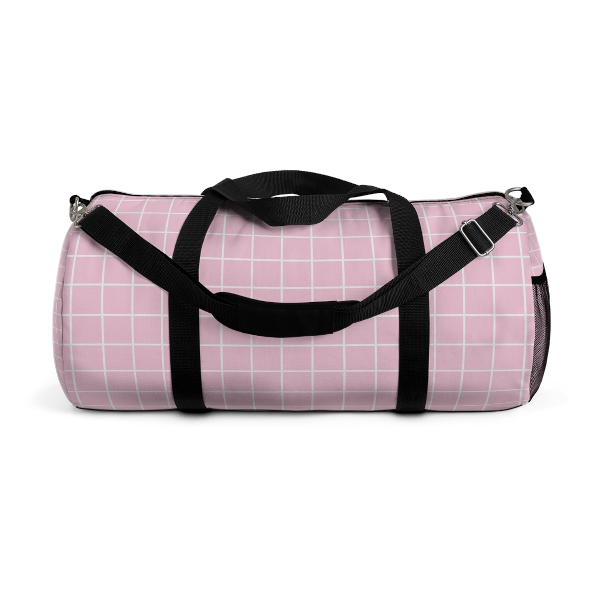 JAKKOUTTHEBXX Pink Grid Duffel Bag 2025