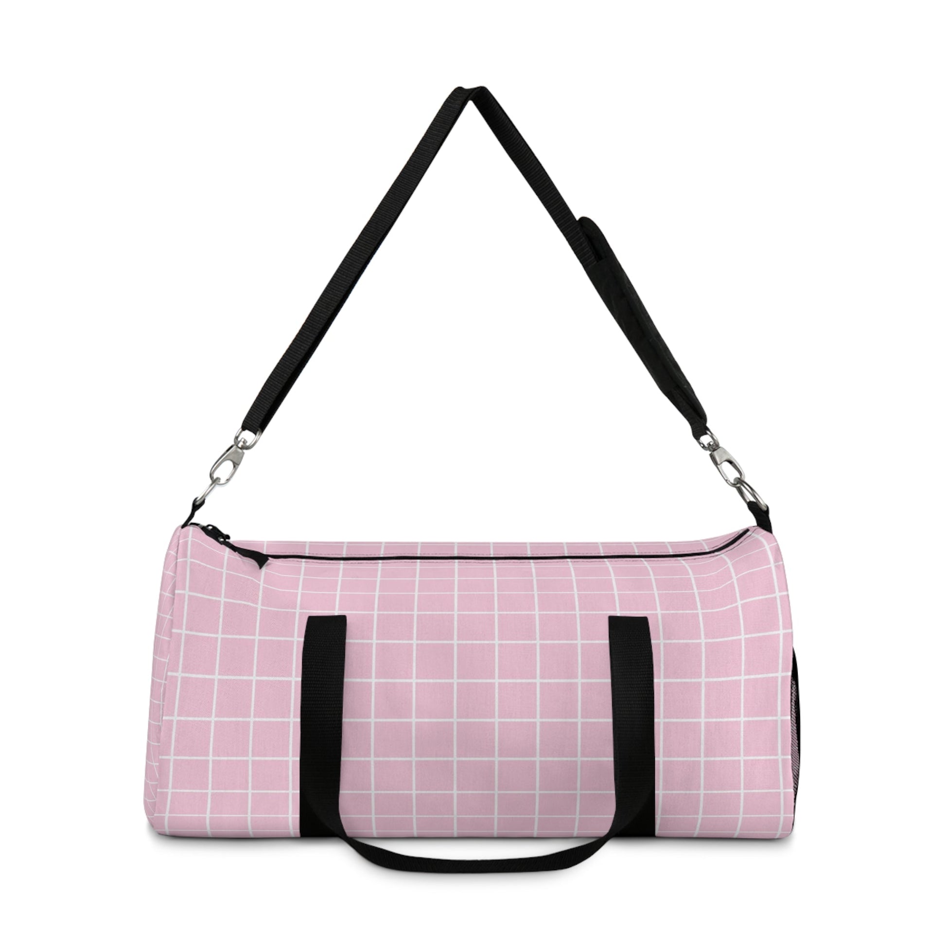 JAKKOUTTHEBXX Pink Grid Duffel Bag 2025