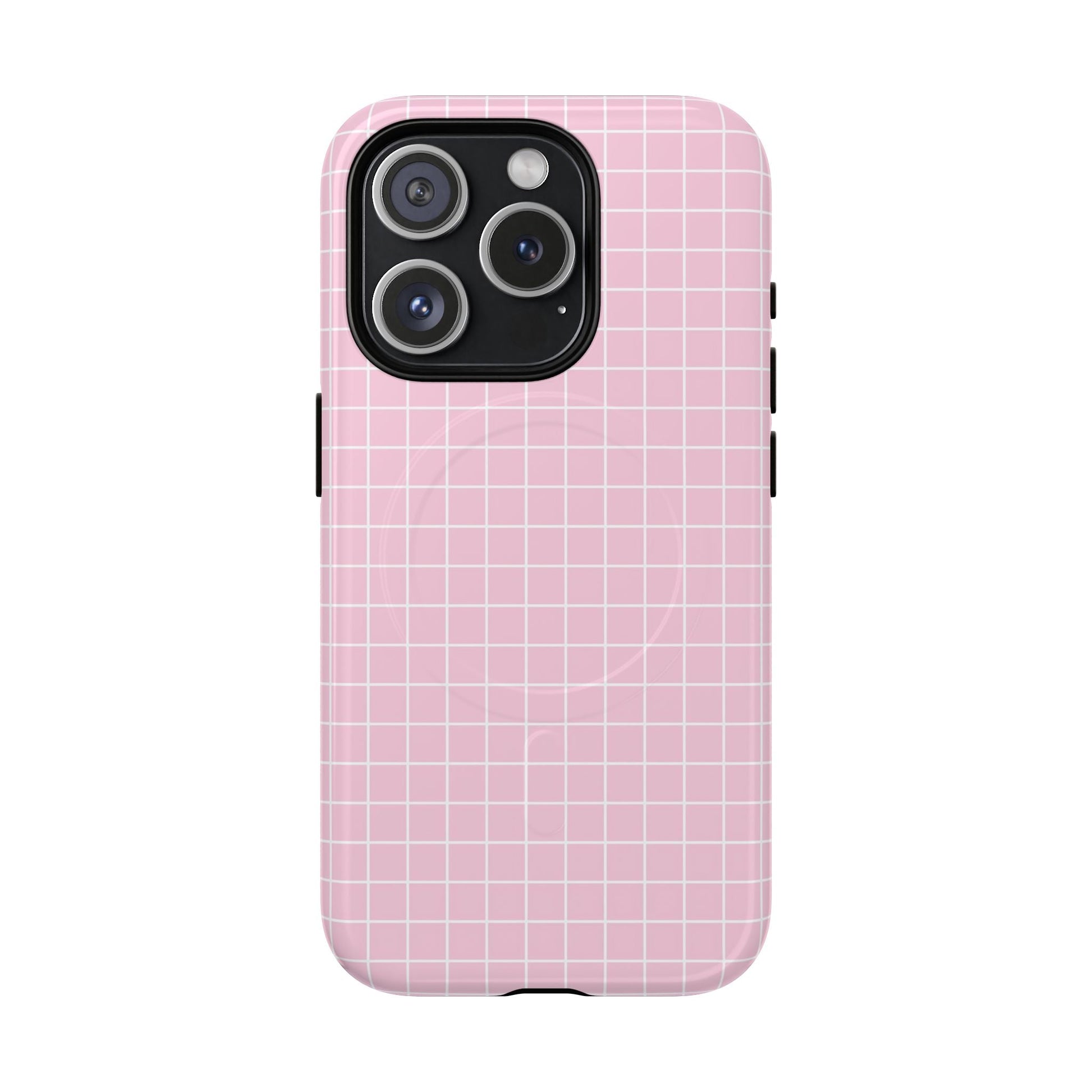 Pink Grid MagSafe iPhone Case, Artsulli - Art is Long, Life is Short, Phone Case, Size, iPhone 15 Pro, Surface, Glossy, , , 15294203283716729043