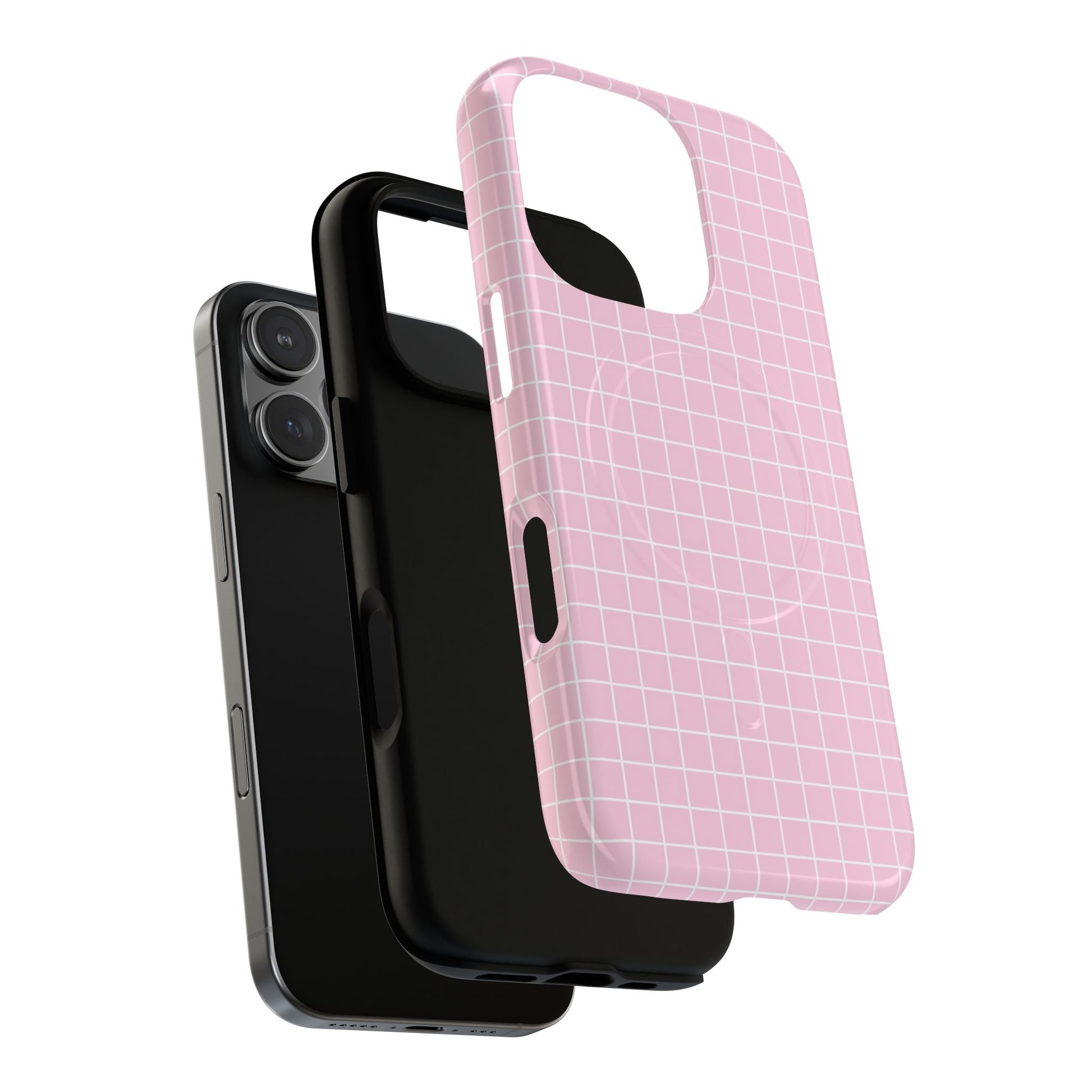 Pink Grid MagSafe iPhone Case, Artsulli - Art is Long, Life is Short, Phone Case, , , , , , , 