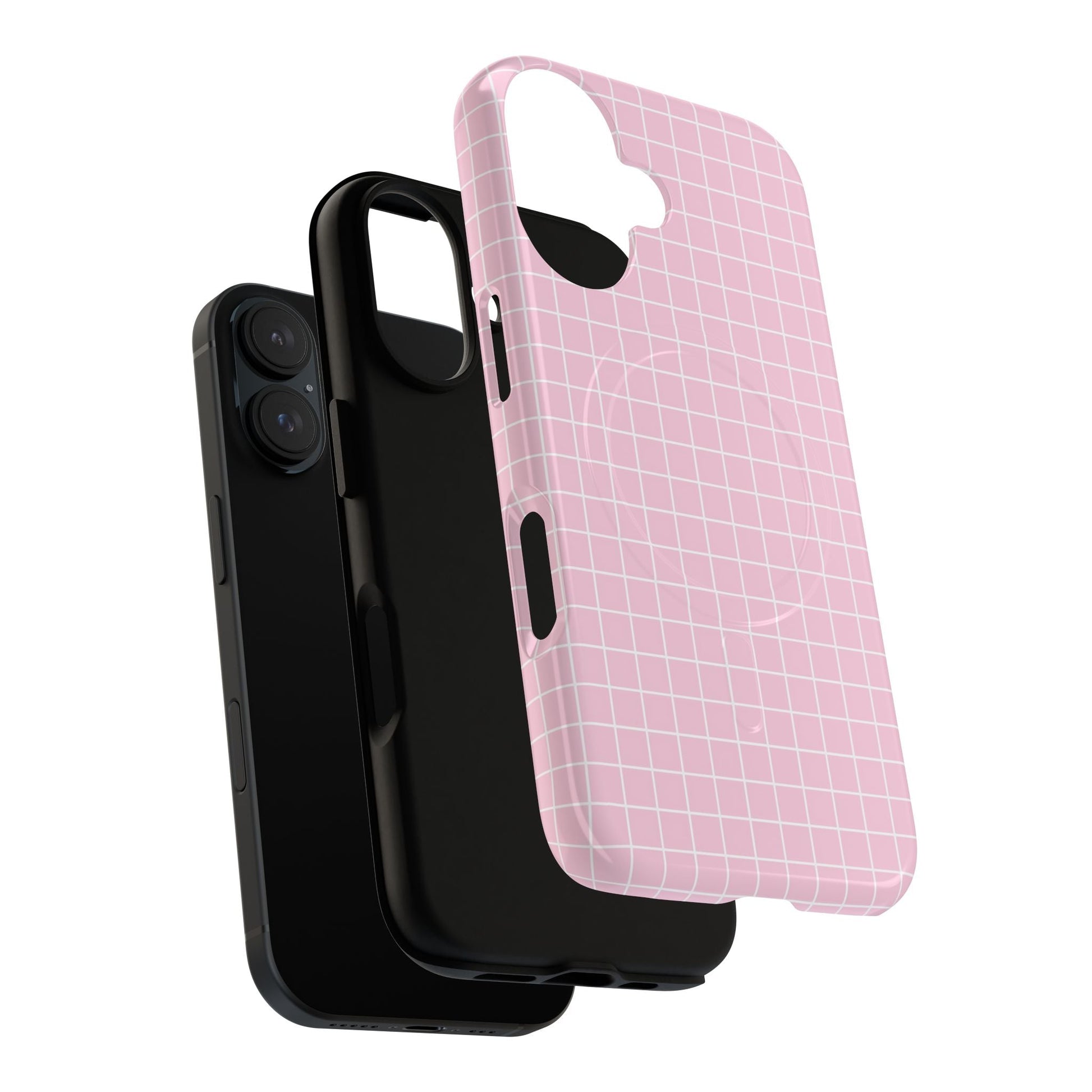 Pink Grid MagSafe iPhone Case, Artsulli - Art is Long, Life is Short, Phone Case, , , , , , , 