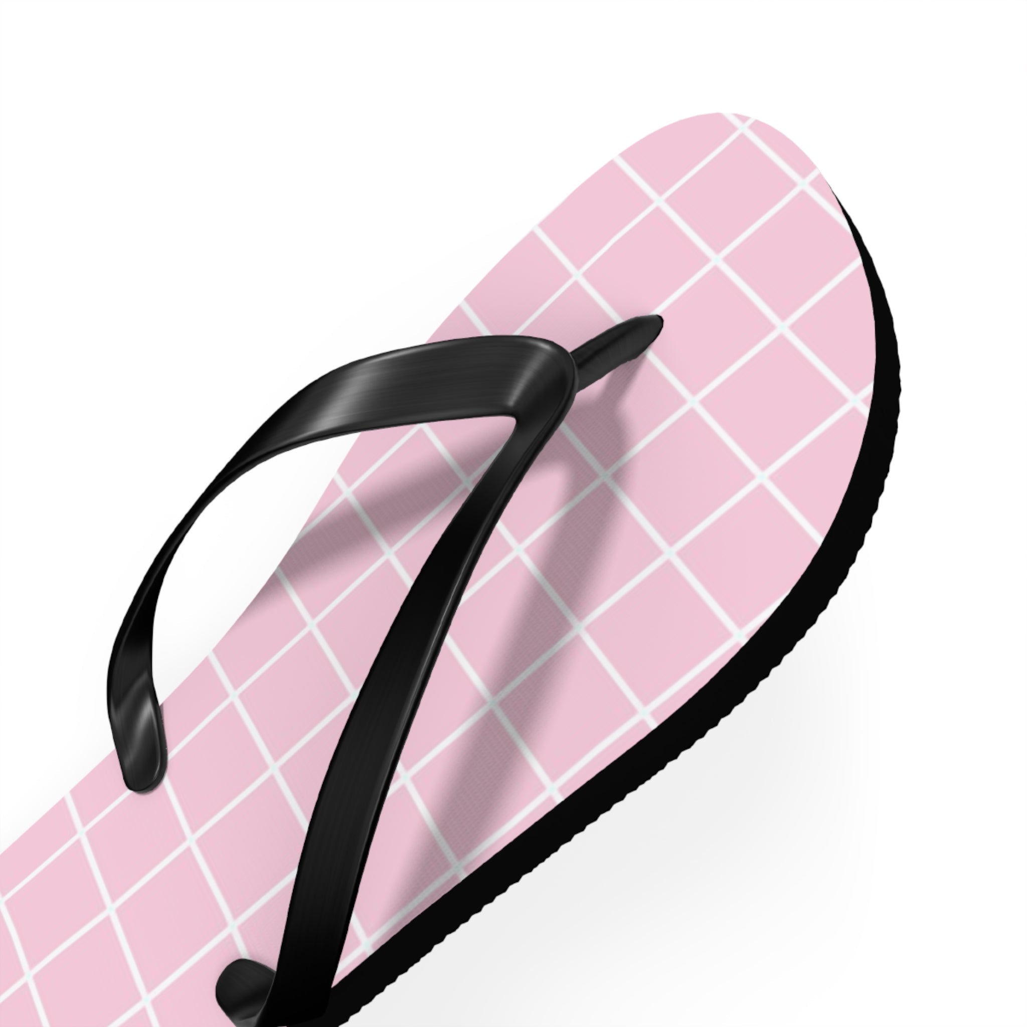 JAKKOUTTHEBXX Pink Grid Pattern Flip Flops 2025