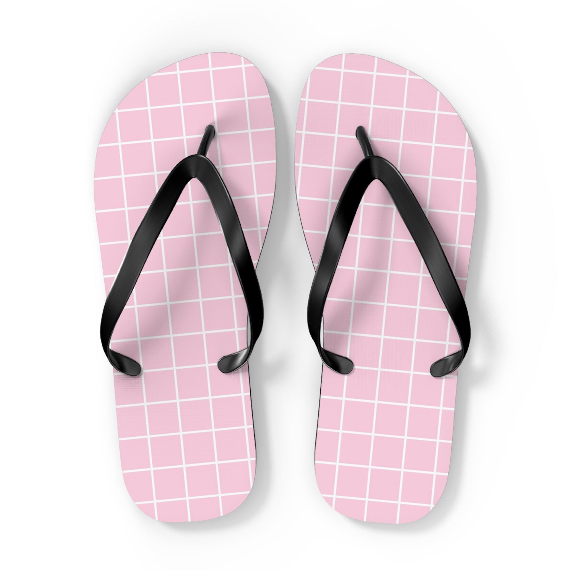 JAKKOUTTHEBXX Pink Grid Pattern Flip Flops 2025