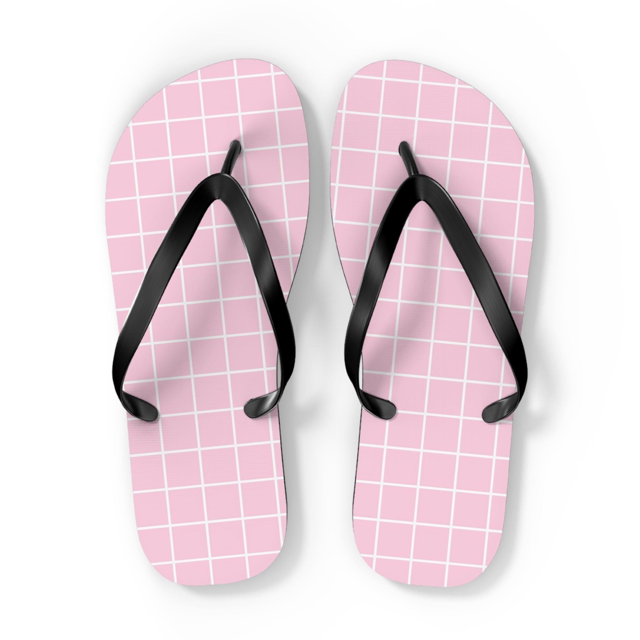 JAKKOUTTHEBXX Pink Grid Pattern Flip Flops 2025